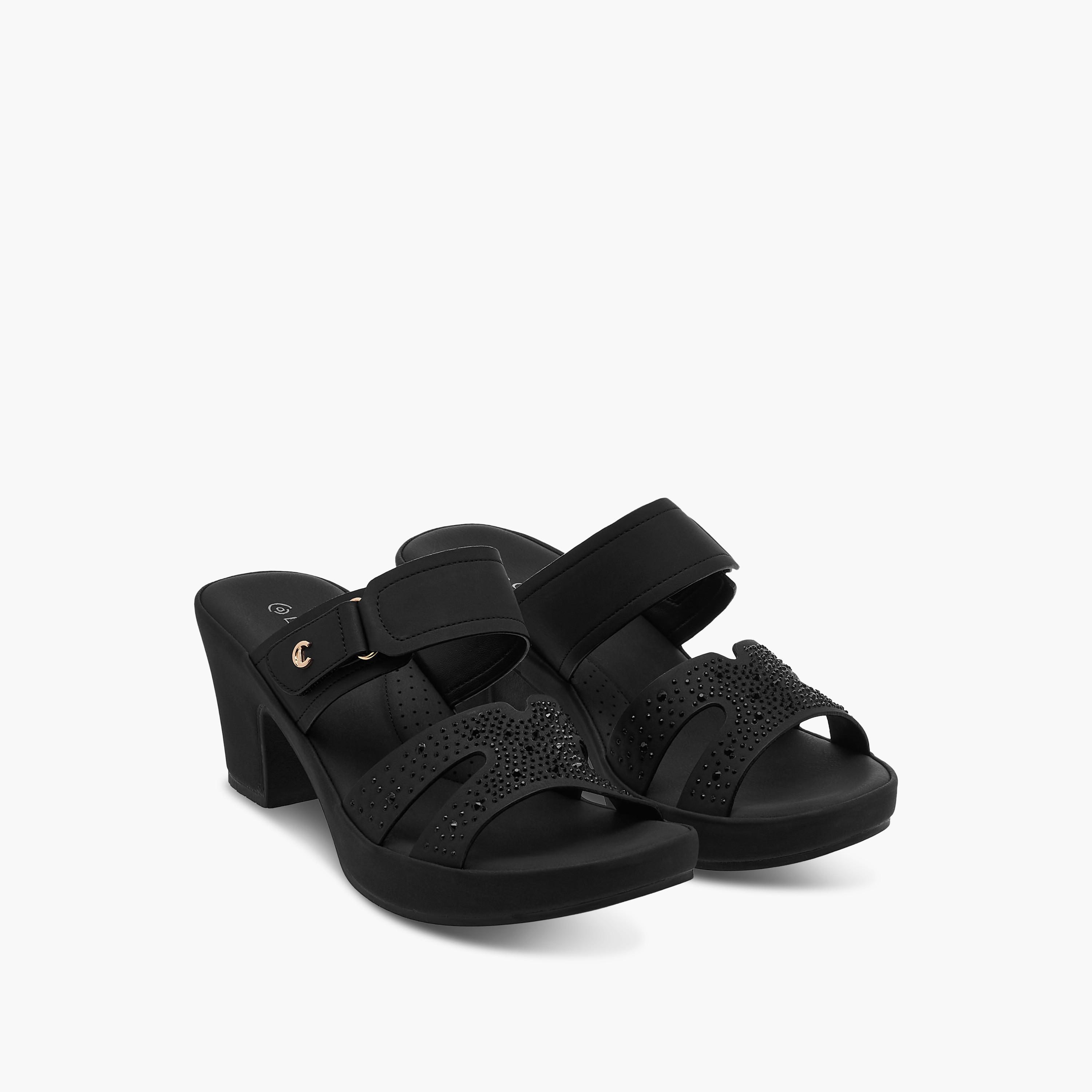 صندل مريح سهل الارتداء مزين بكعب سميك من لو كونفورت-women-shoes-sandals-heeled-image-1