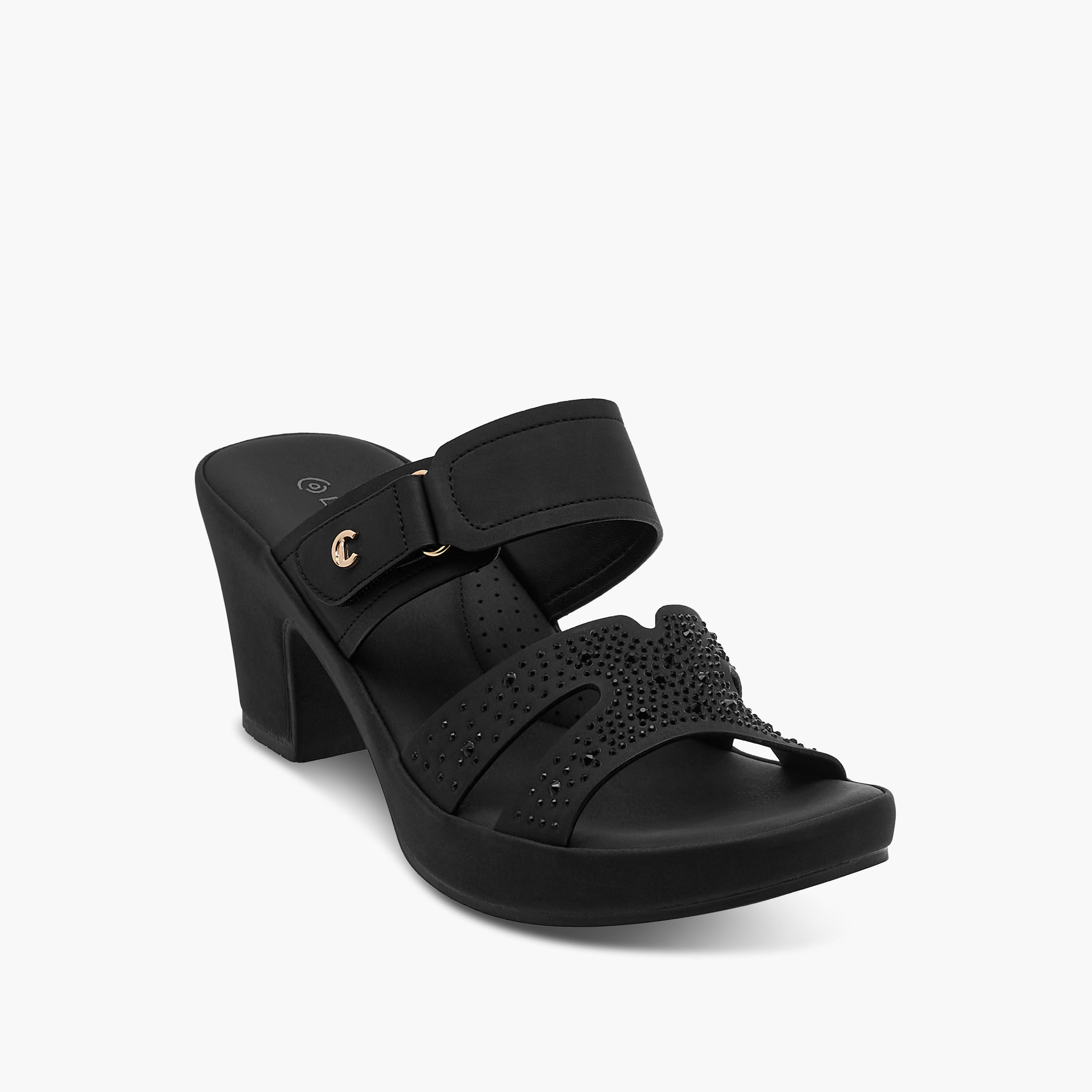 صندل مريح سهل الارتداء مزين بكعب سميك من لو كونفورت-women-shoes-sandals-heeled-image-2
