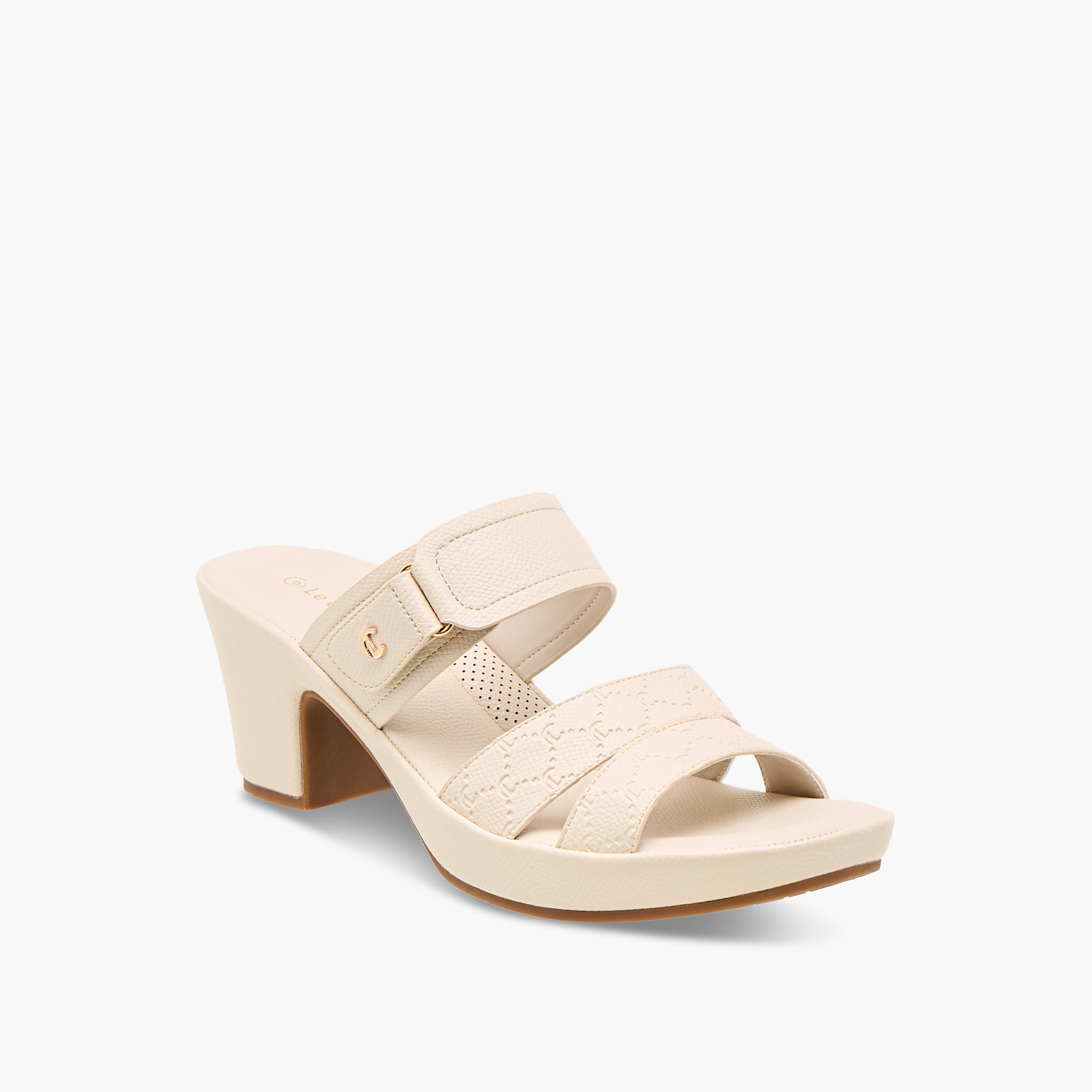 Le Confort Textured Slip-On Comfort Sandals with Block Heels-women-shoes-sandals-heeled-image-2
