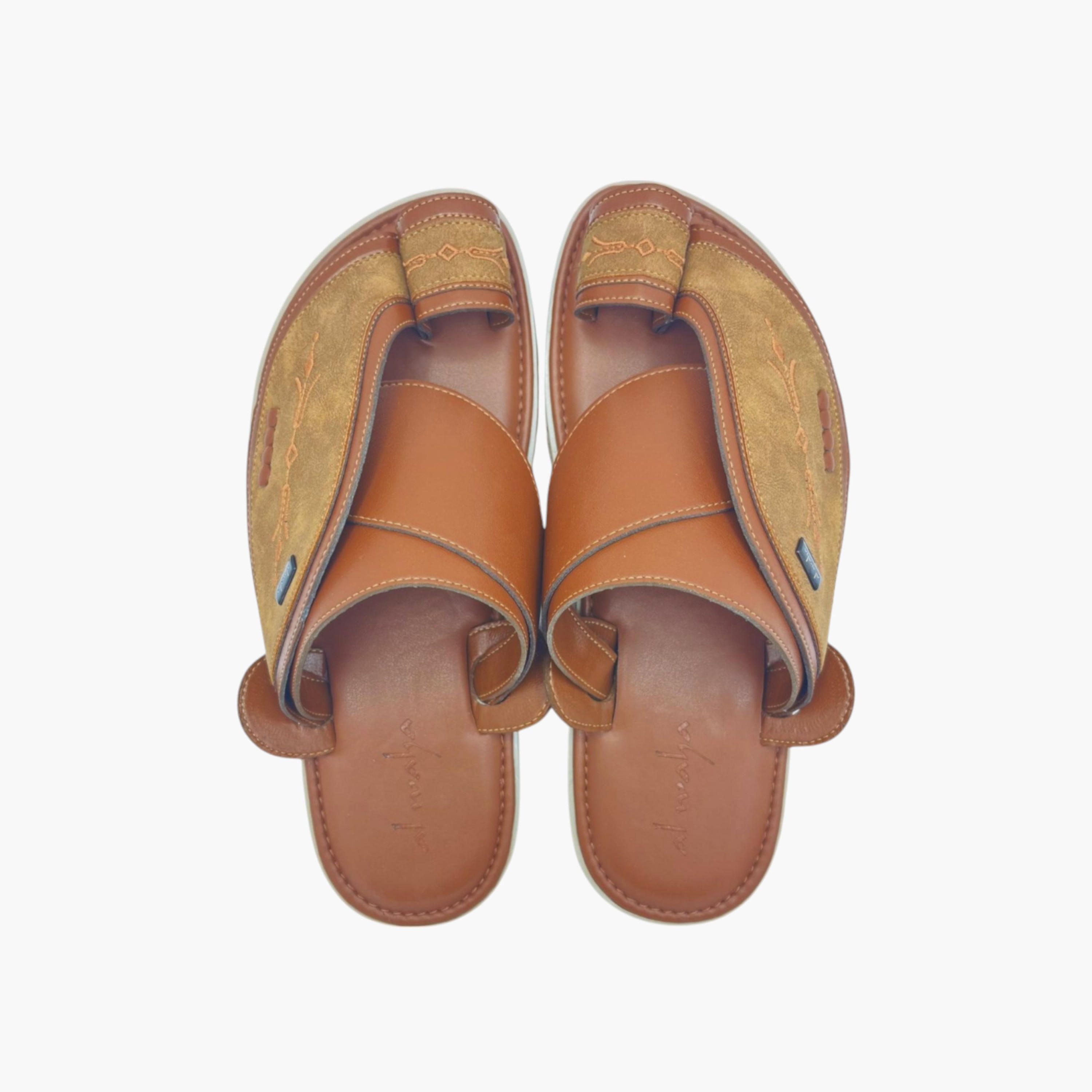 Al Waha Embroidered Slip-On Arabic Sandals with Toe Loop-men-shoes-sandals-image-1