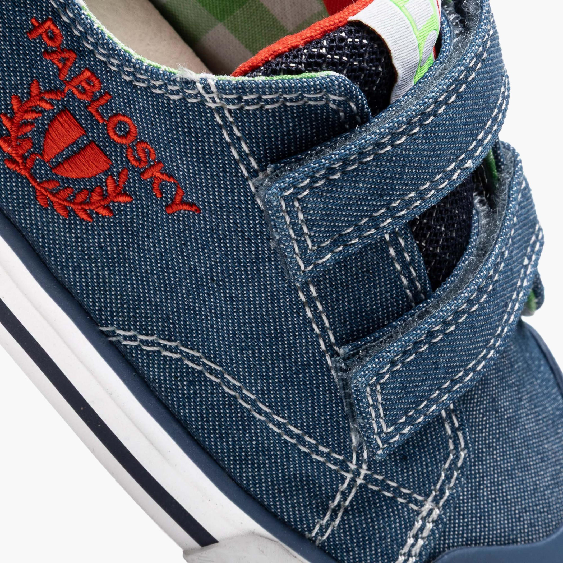 Pablosky Canvas Ankle Sneakers with Hook & Loop Closure-baby-boys-shoes-closedshoes-image-7