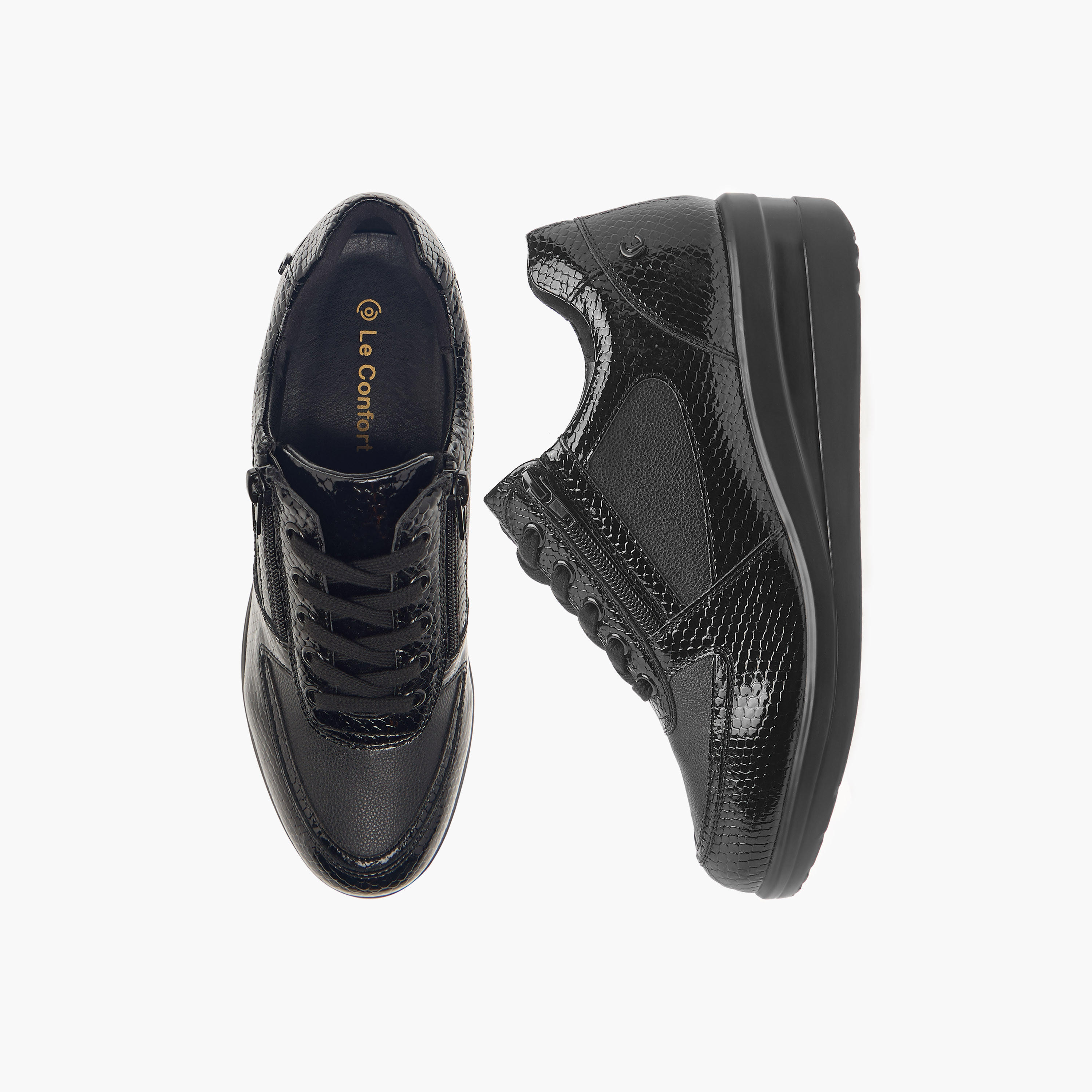 Le Confort Panelled Wedge Heeled Comfort Sneakers with Lace-Up Closure-women-shoes-sneakers-image-1