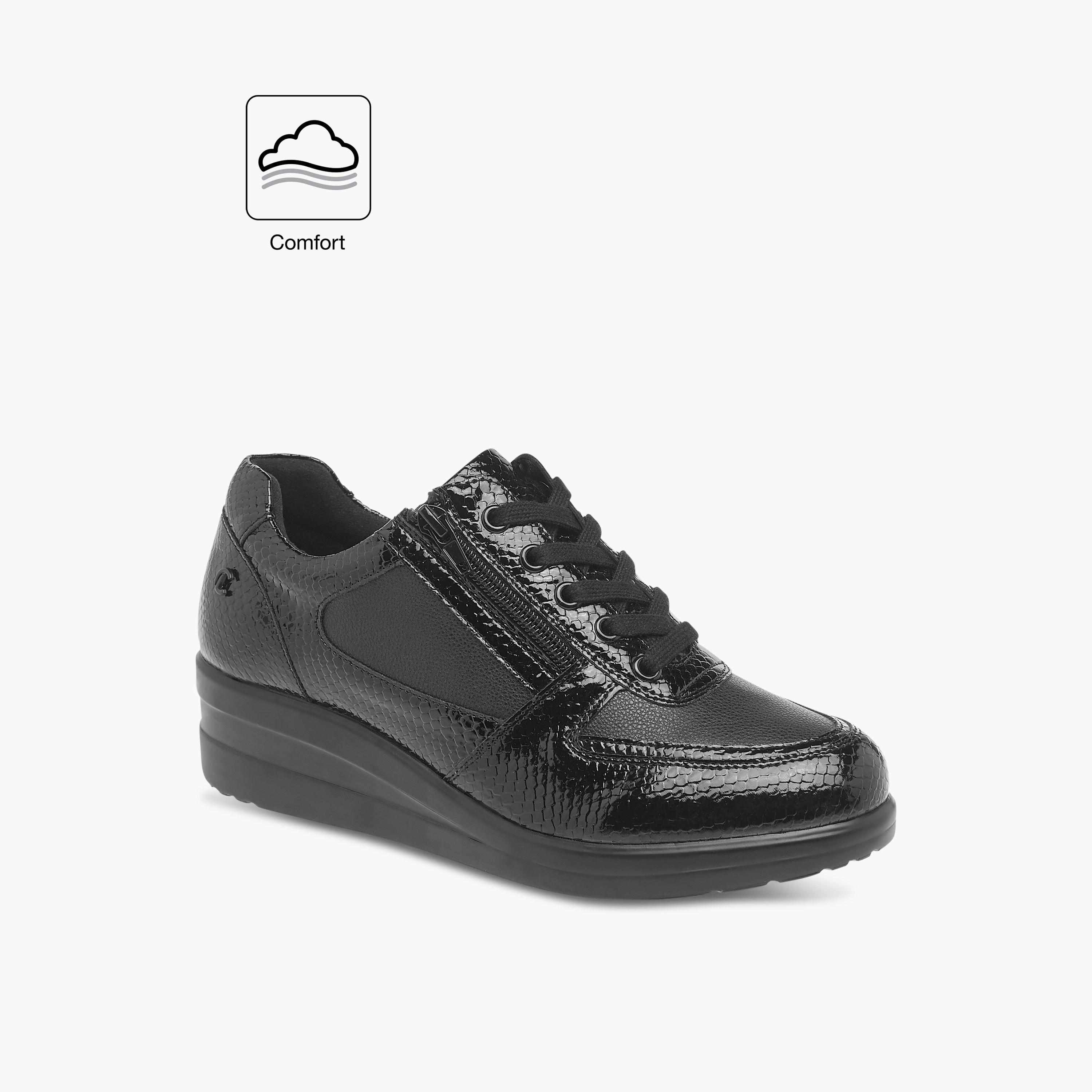 Le Confort Panelled Wedge Heeled Comfort Sneakers with Lace-Up Closure-women-shoes-sneakers-image-2