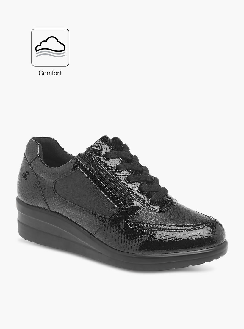 Le Confort Panelled Wedge Heeled Comfort Sneakers with Lace-Up Closure-women-shoes-sneakers-image-2