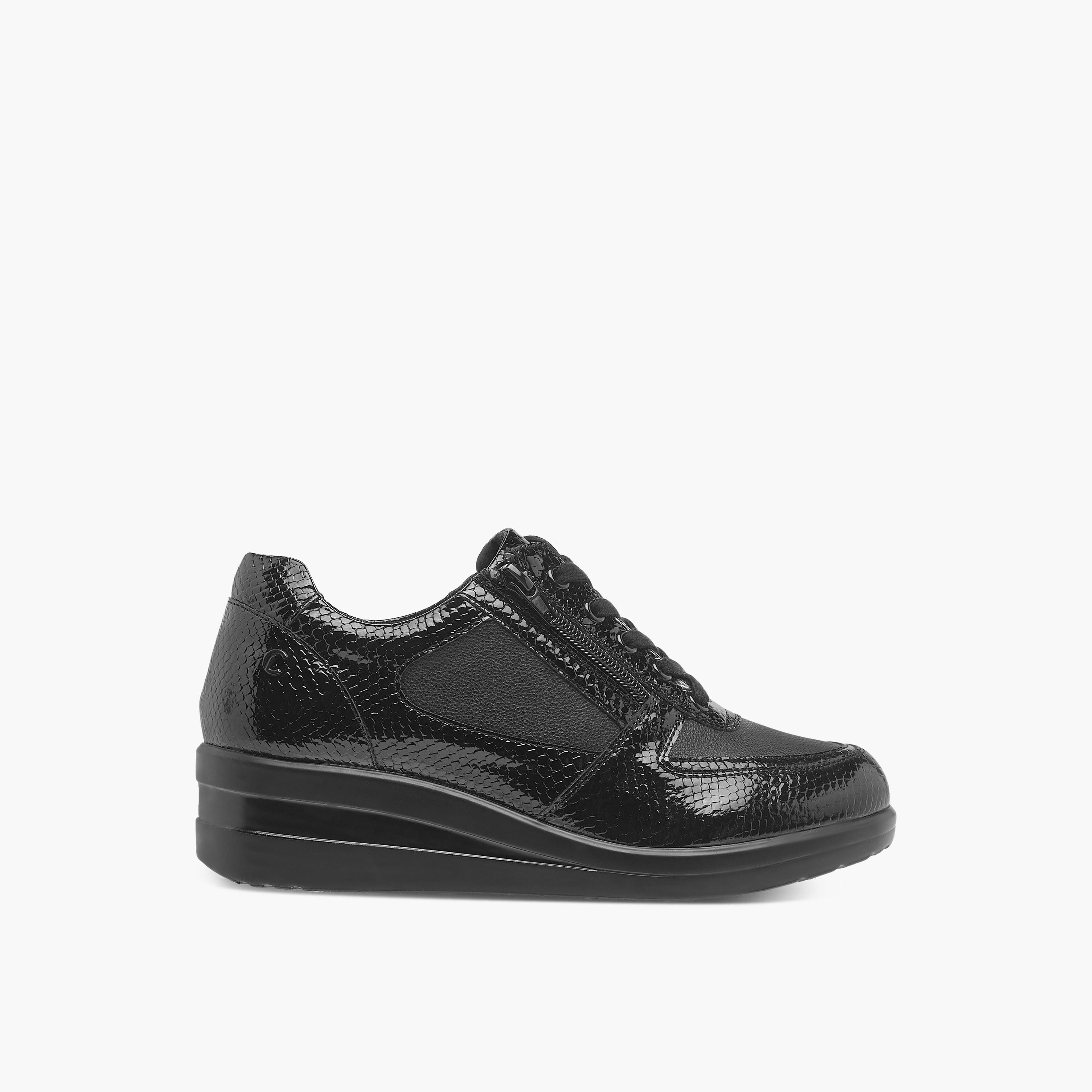 Le Confort Panelled Wedge Heeled Comfort Sneakers with Lace-Up Closure-women-shoes-sneakers-image-3