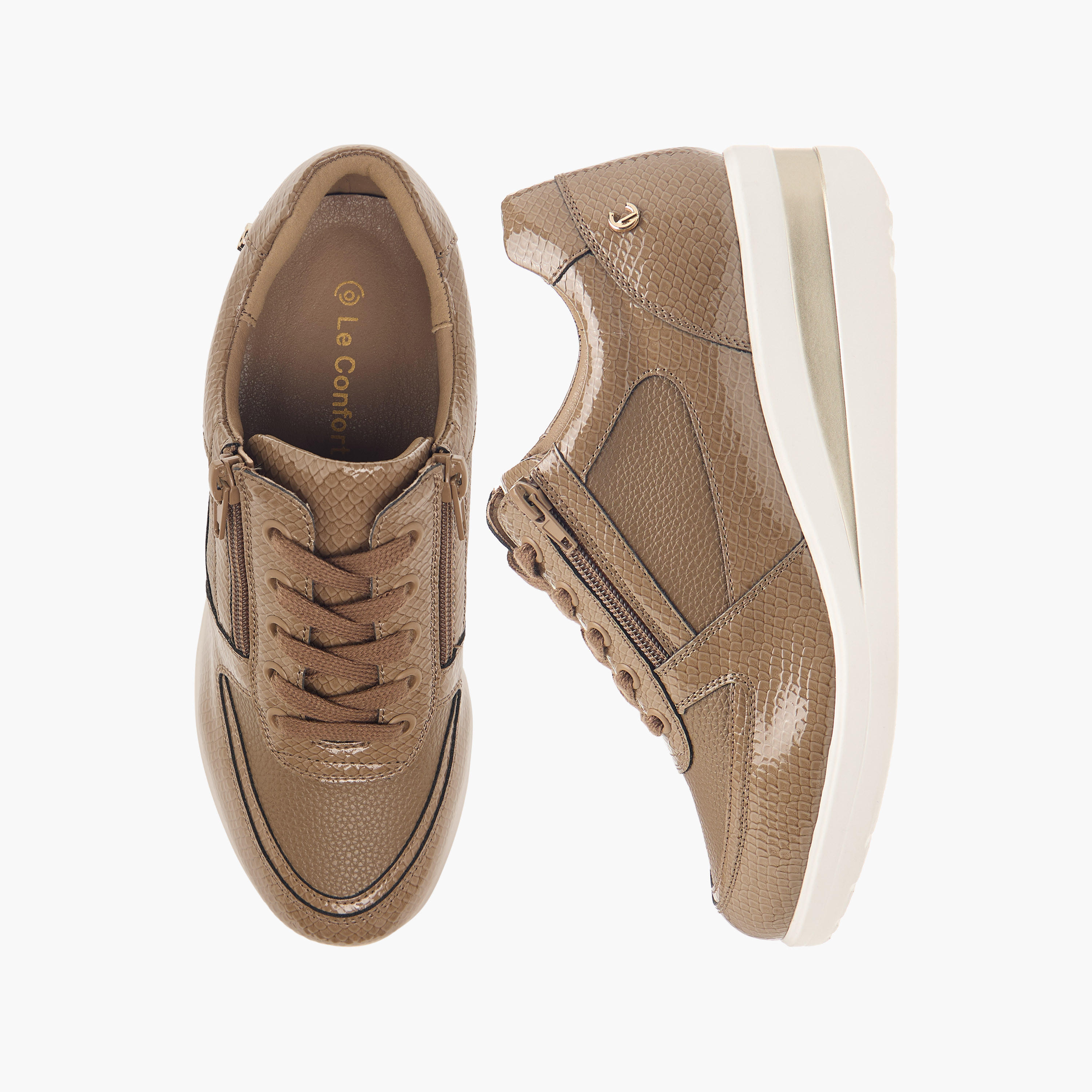 Le Confort Panelled Wedge Heeled Comfort Sneakers with Lace-Up Closure-women-shoes-sneakers-image-1