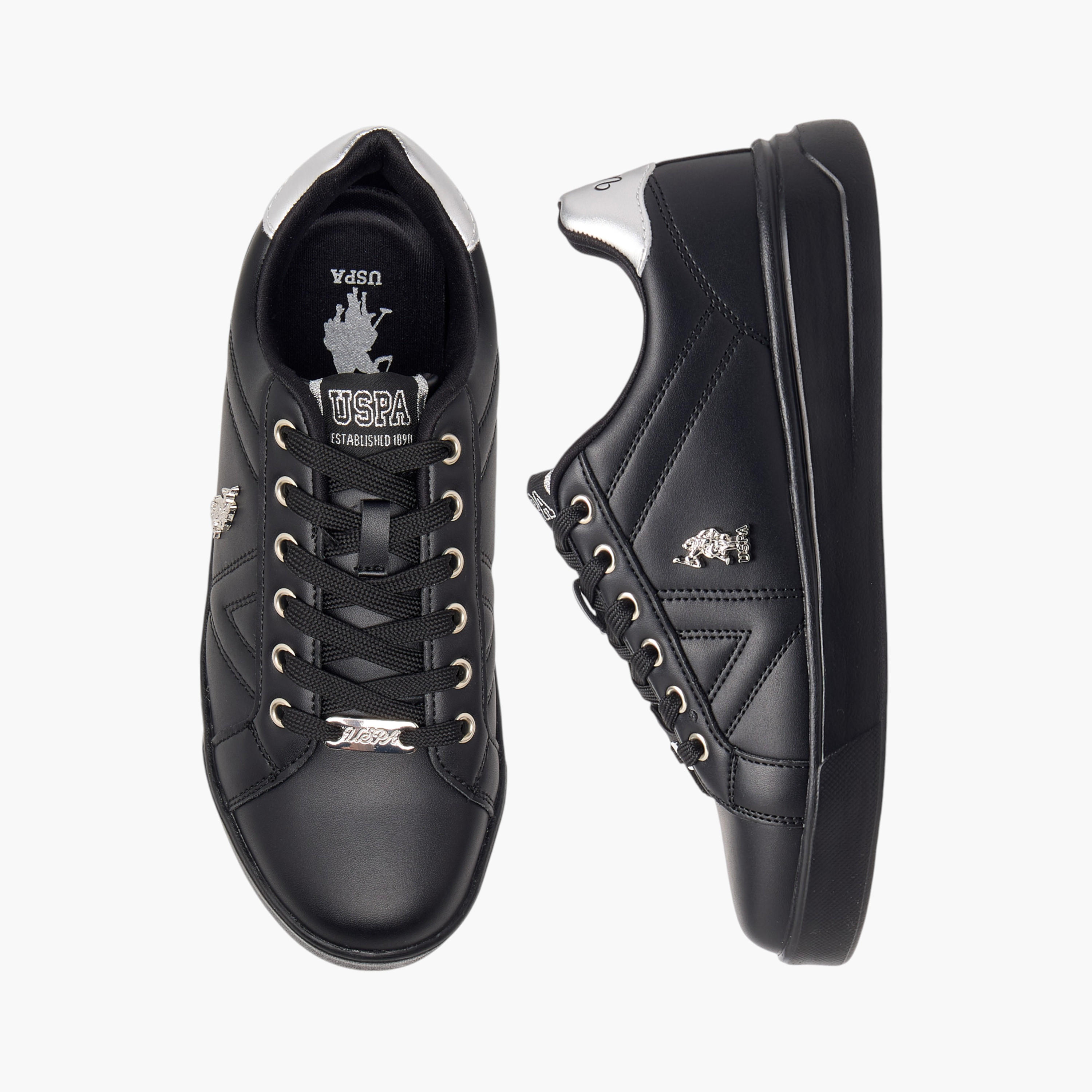 U.S. Polo Assn Women's Logo Detail Sneakers with Lace-Up Closure-women-shoes-sneakers-image-1