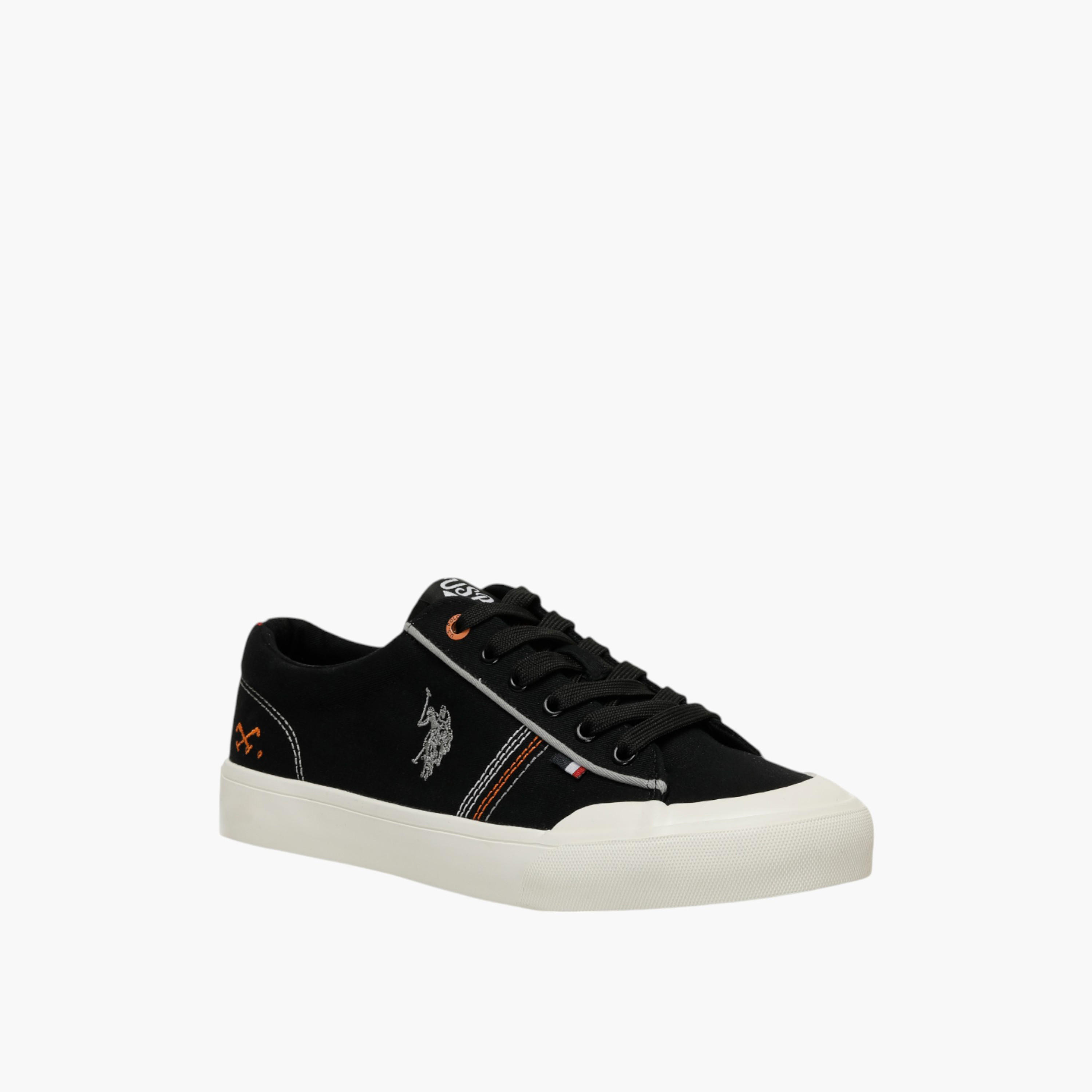 U.S. Polo Assn Logo Print Lace-Up Canvas Sneakers-men-shoes-sneakers-image-1