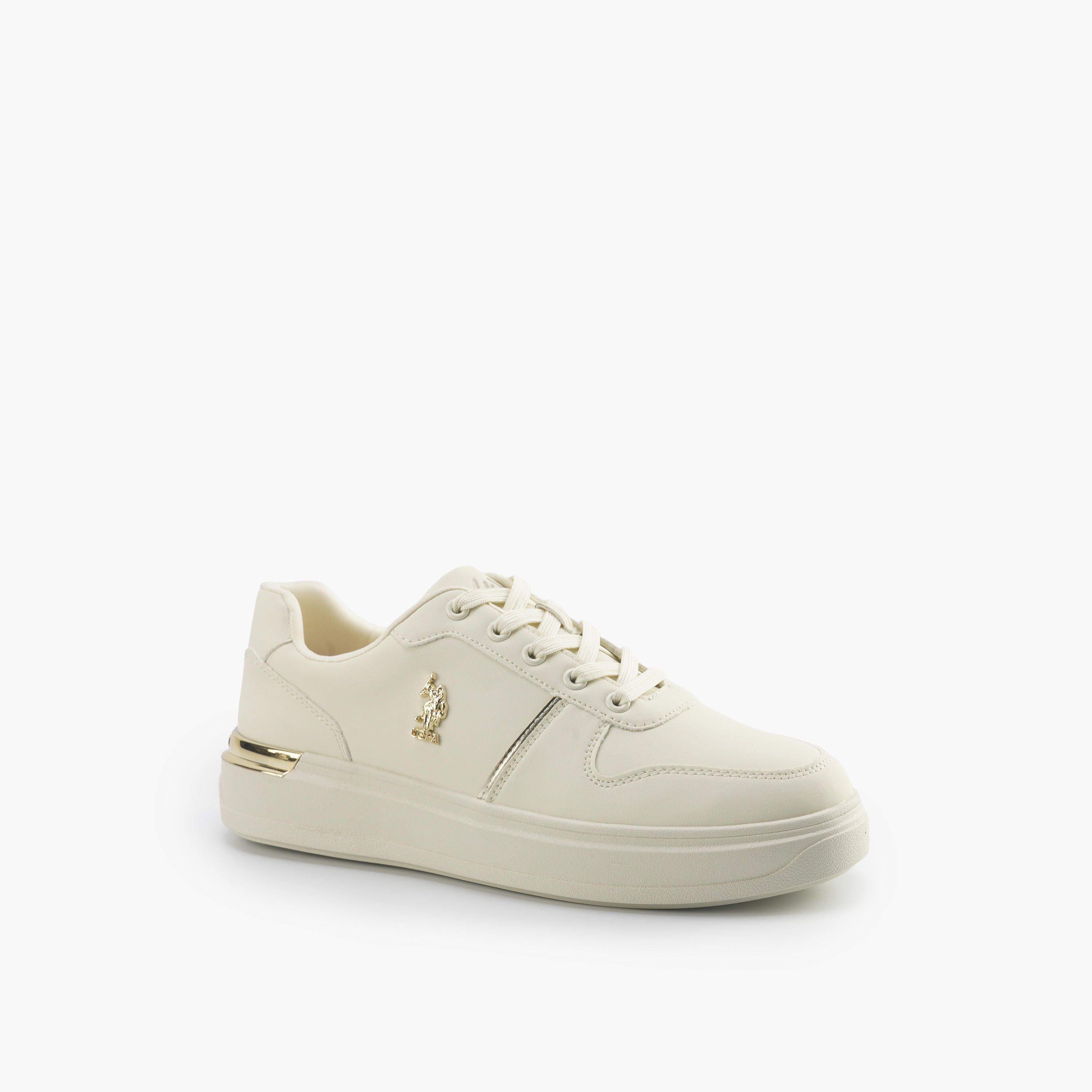 U.S. Polo Assn Women Logo Accent Lace-Up Sneakers-women-shoes-sneakers-image-1