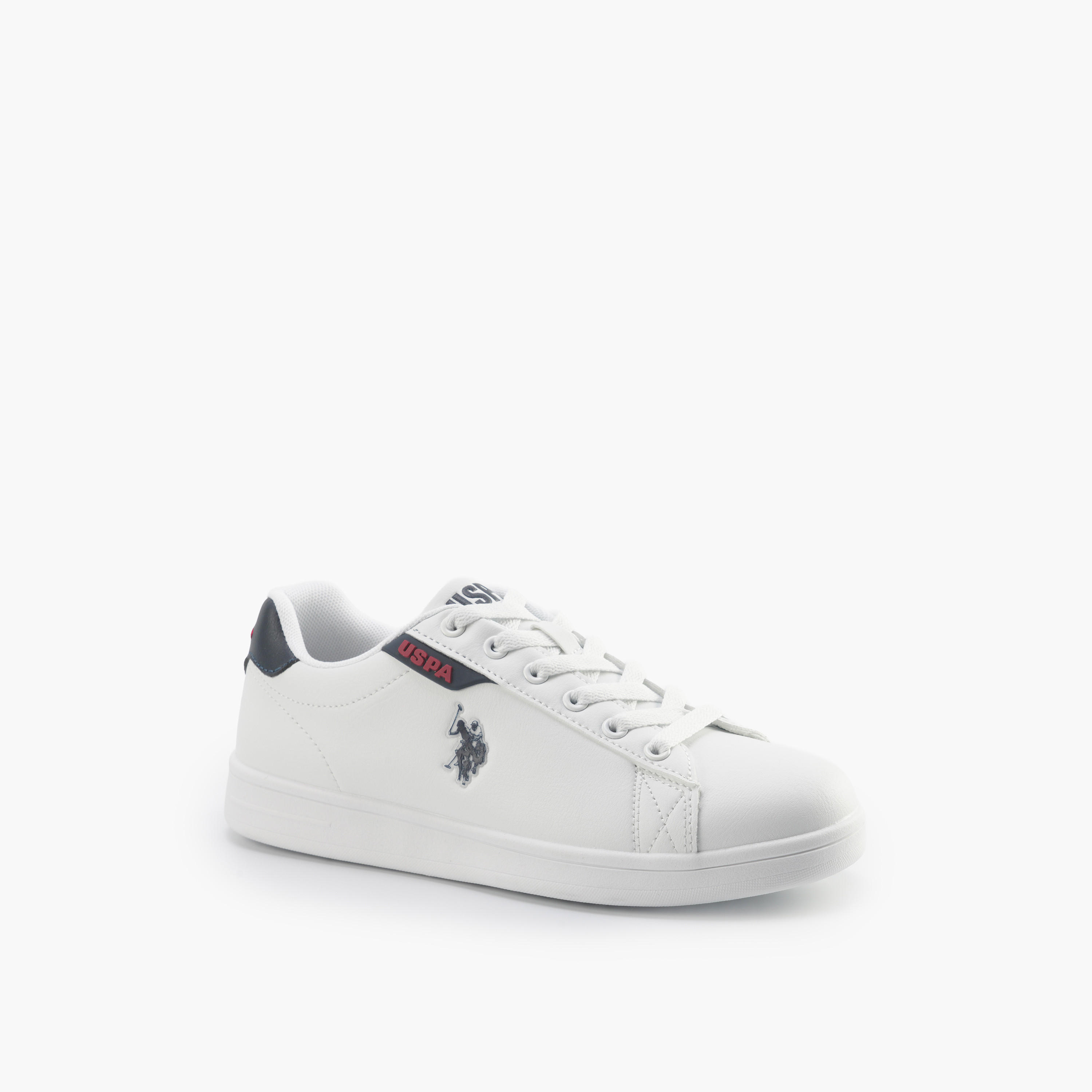 U.S. Polo Assn Women Logo Embossed Lace-Up Sneakers-women-shoes-sneakers-image-1