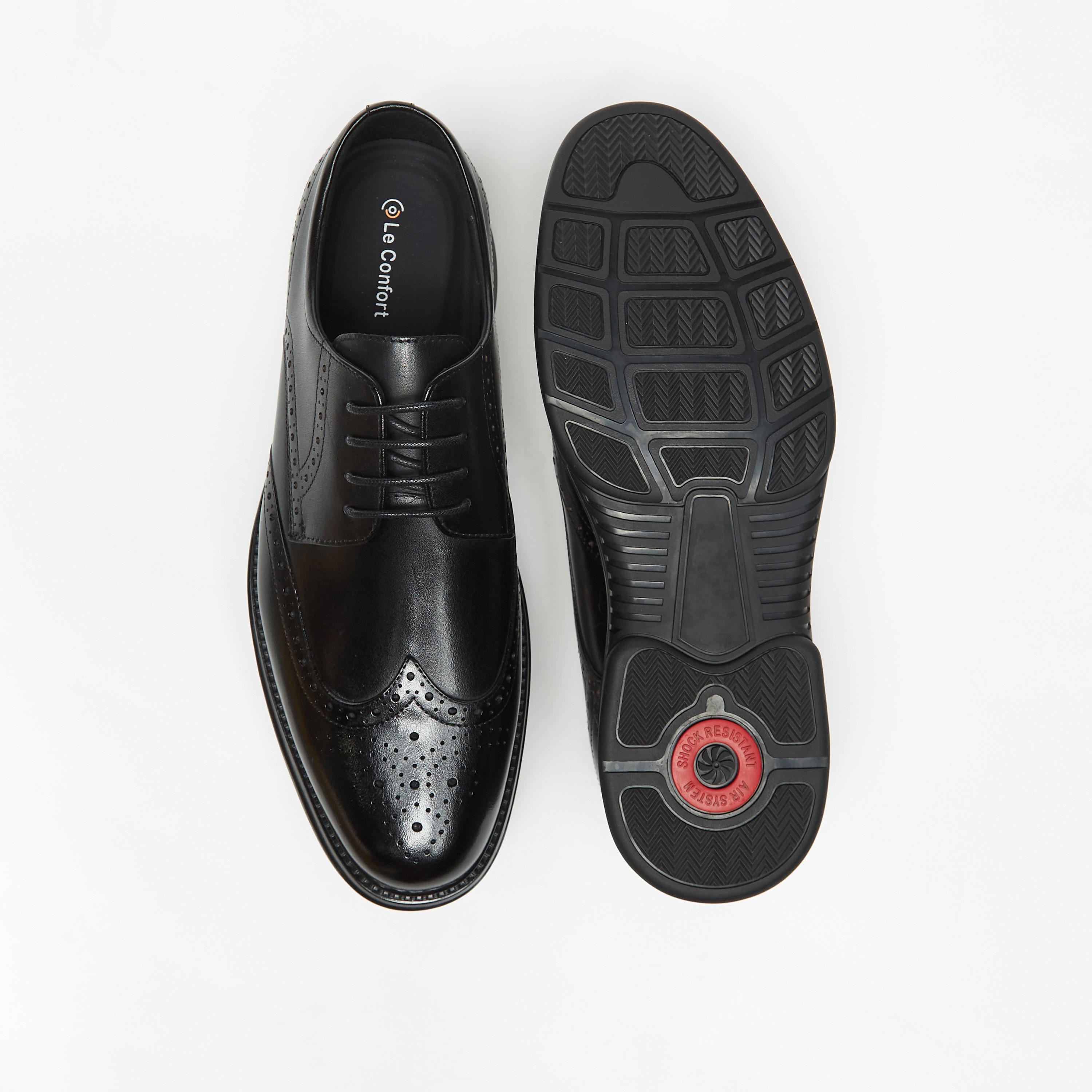 Le Confort Leather Perforated Derby Shoes with Lace-Up Closure-men-shoes-formalshoes-image-5