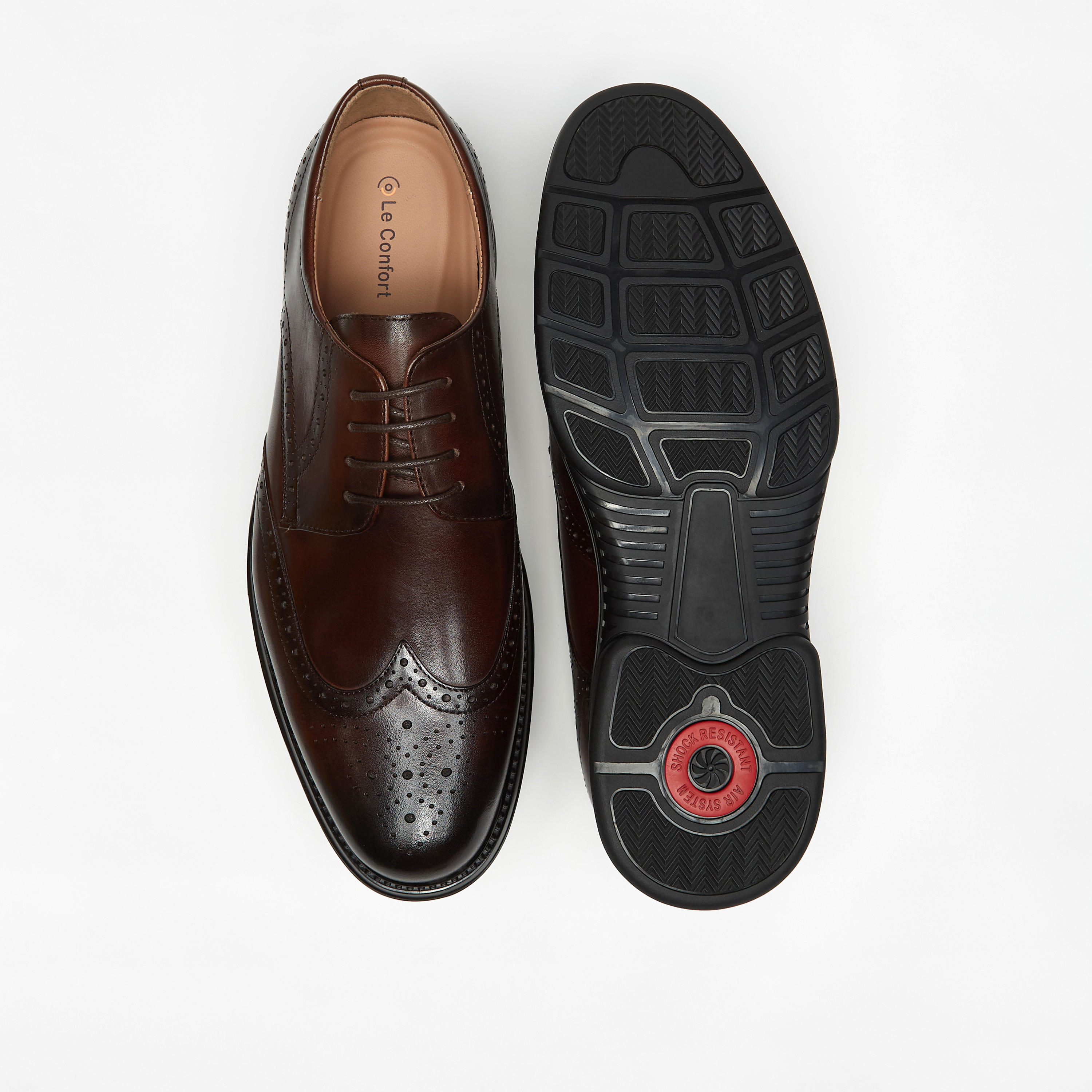 Le Confort Leather Perforated Derby Shoes with Lace-Up Closure-men-shoes-formalshoes-image-4