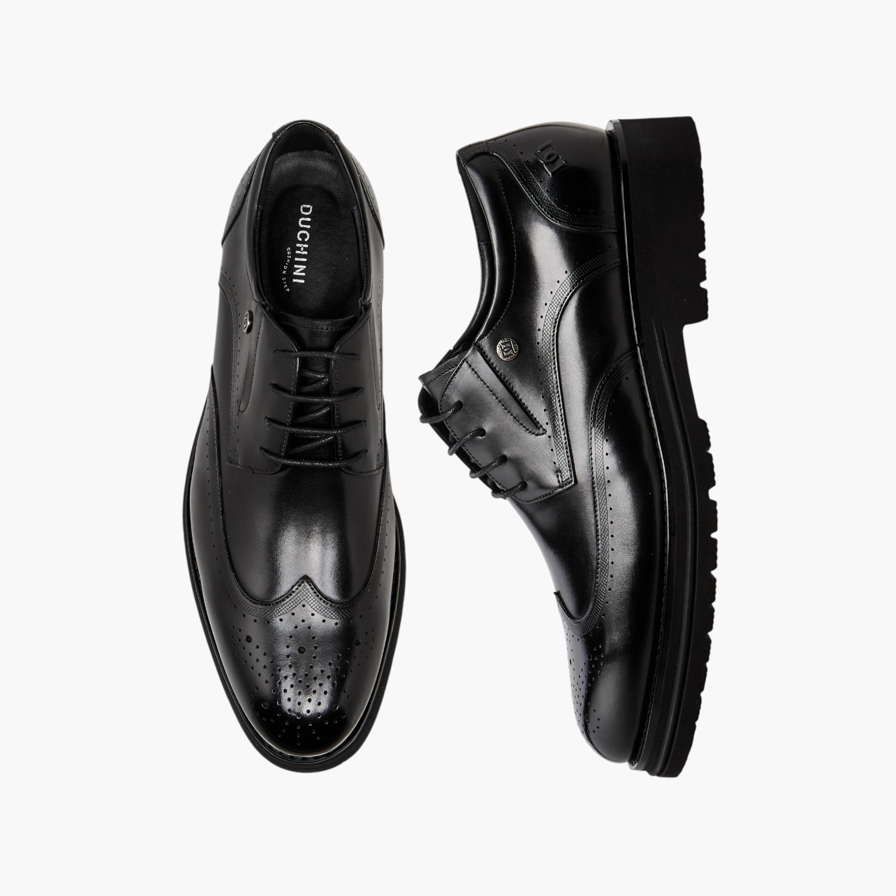 Duchini Men Perforated Genuine Leather Derby Shoes-men-shoes-formalshoes-image-1