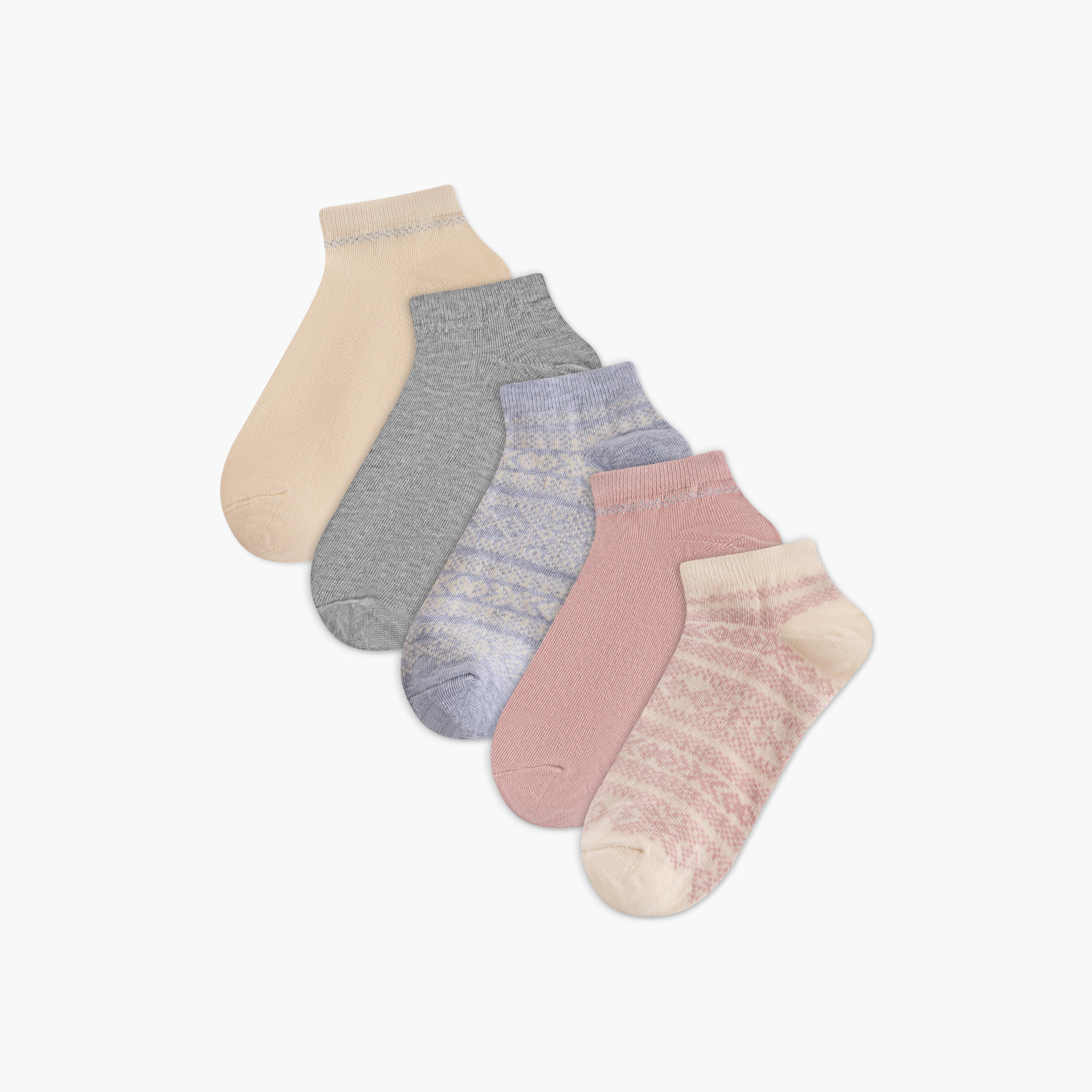 Celeste Assorted Non Terry Ankle Length Socks - Set of 5-women-socksandstockings-image-1
