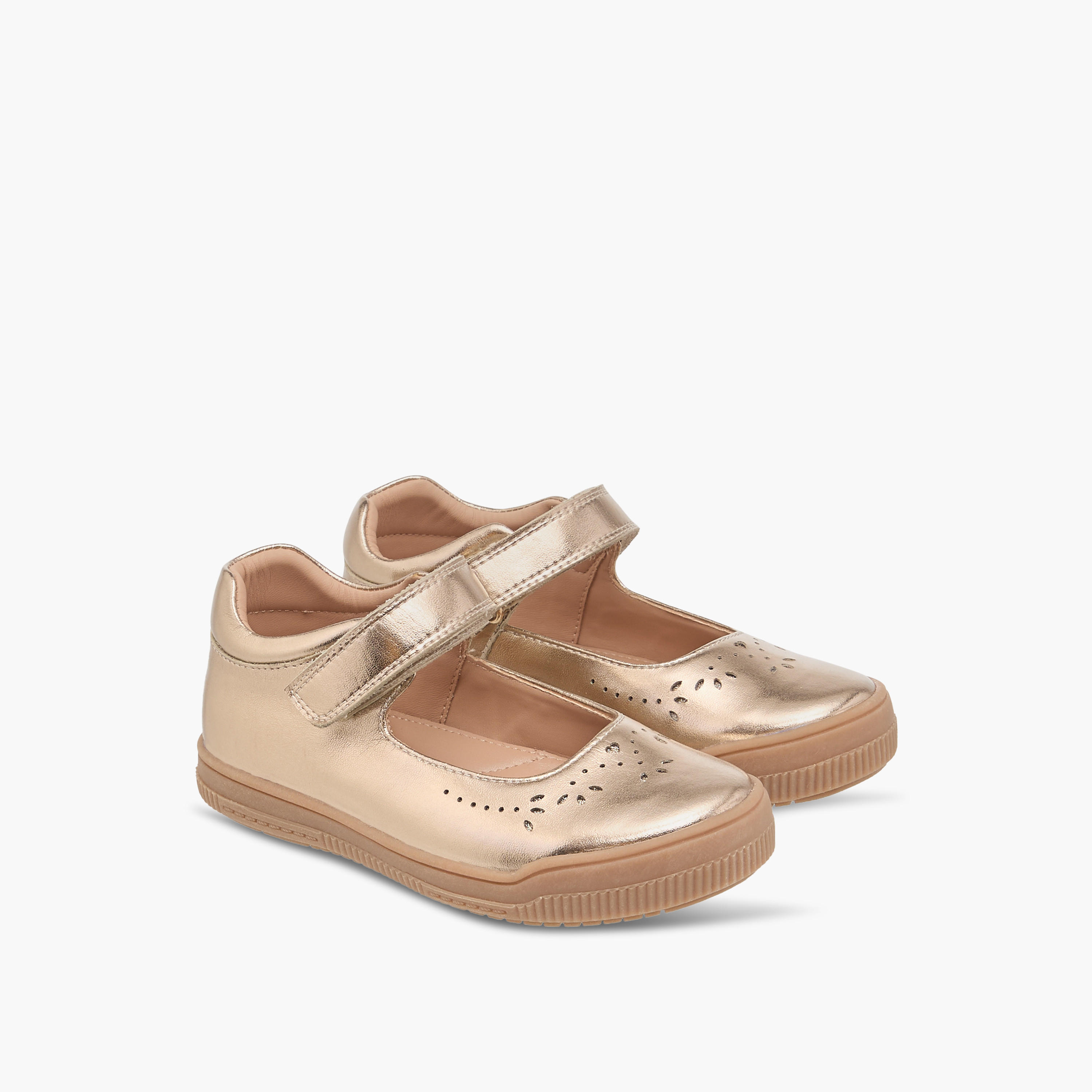 Juniors Cutwork Detail Mary Jane Shoes with Hook and Loop Closure-girls-shoes-maryjanes-image-1