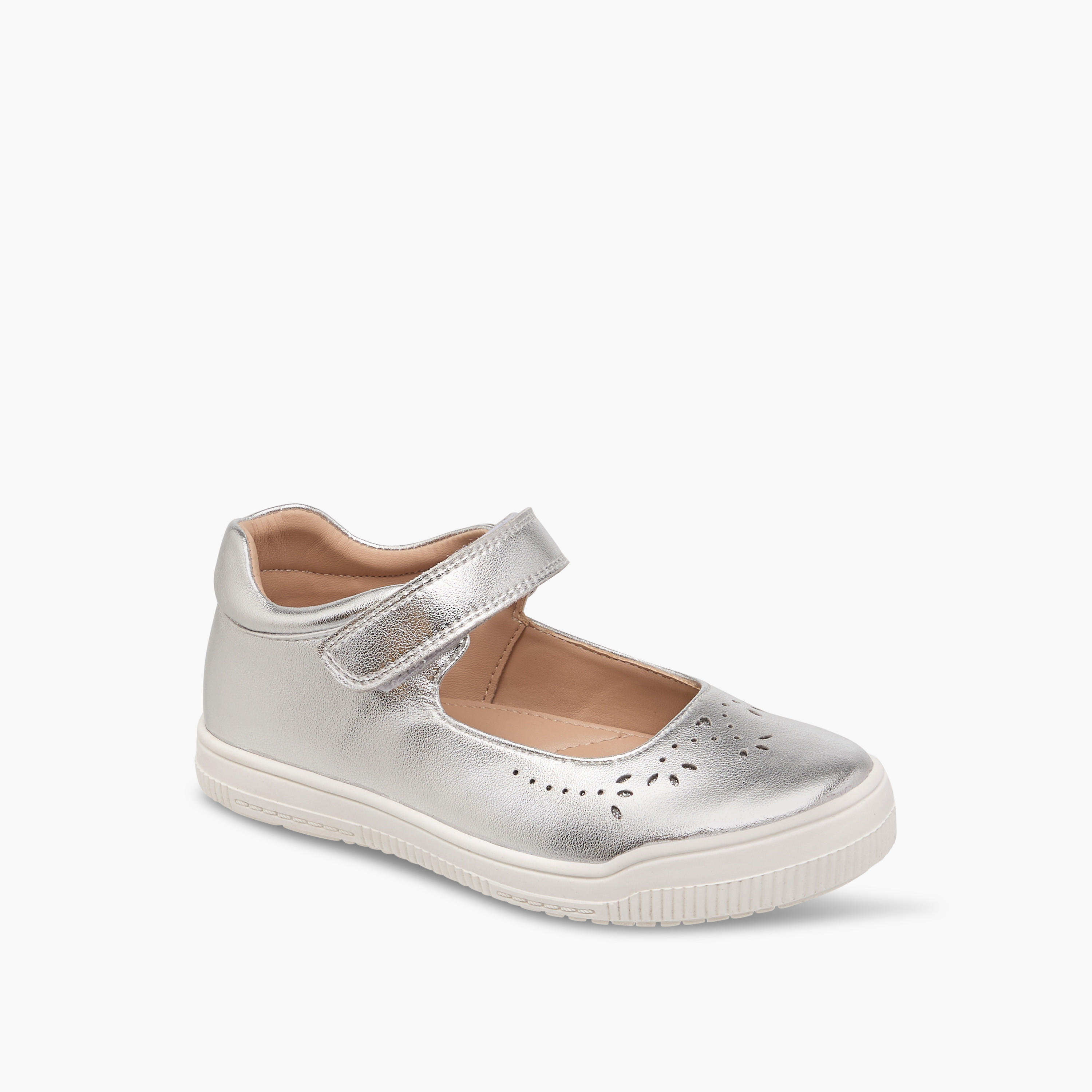 Juniors Cutwork Detail Mary Jane Shoes with Hook and Loop Closure-girls-shoes-maryjanes-image-2