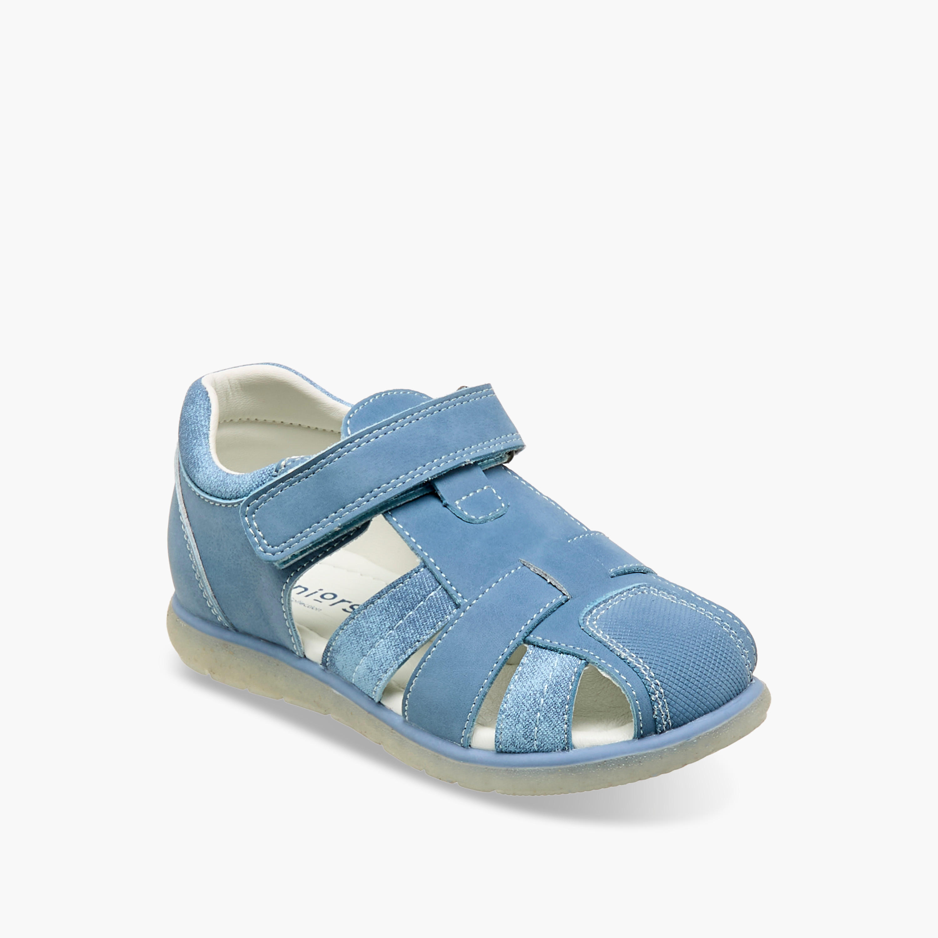 Juniors Solid Strap Sandals with Hook and Loop Closure-boys-shoes-sandals-image-2