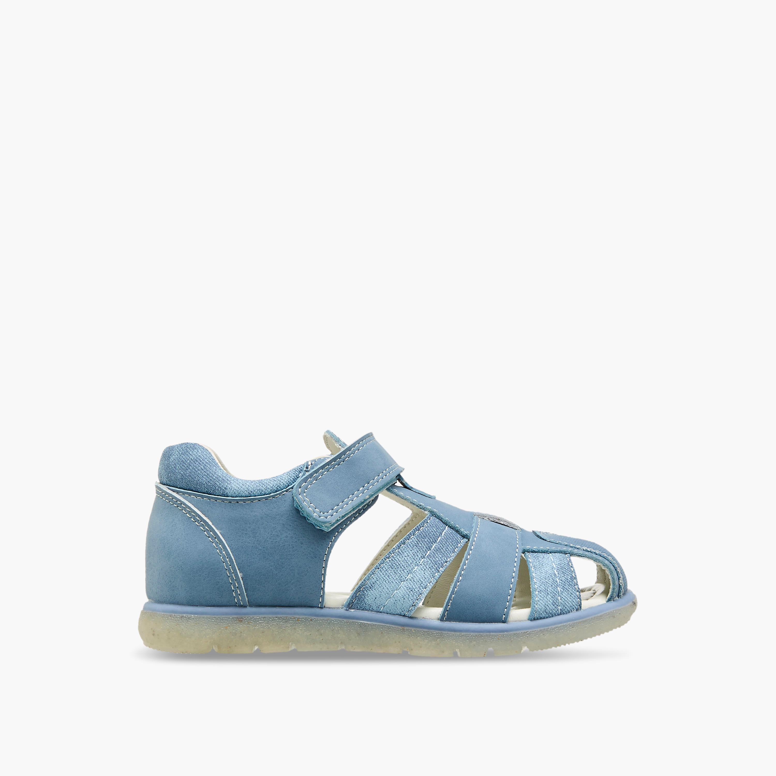 Juniors Solid Strap Sandals with Hook and Loop Closure-boys-shoes-sandals-image-3