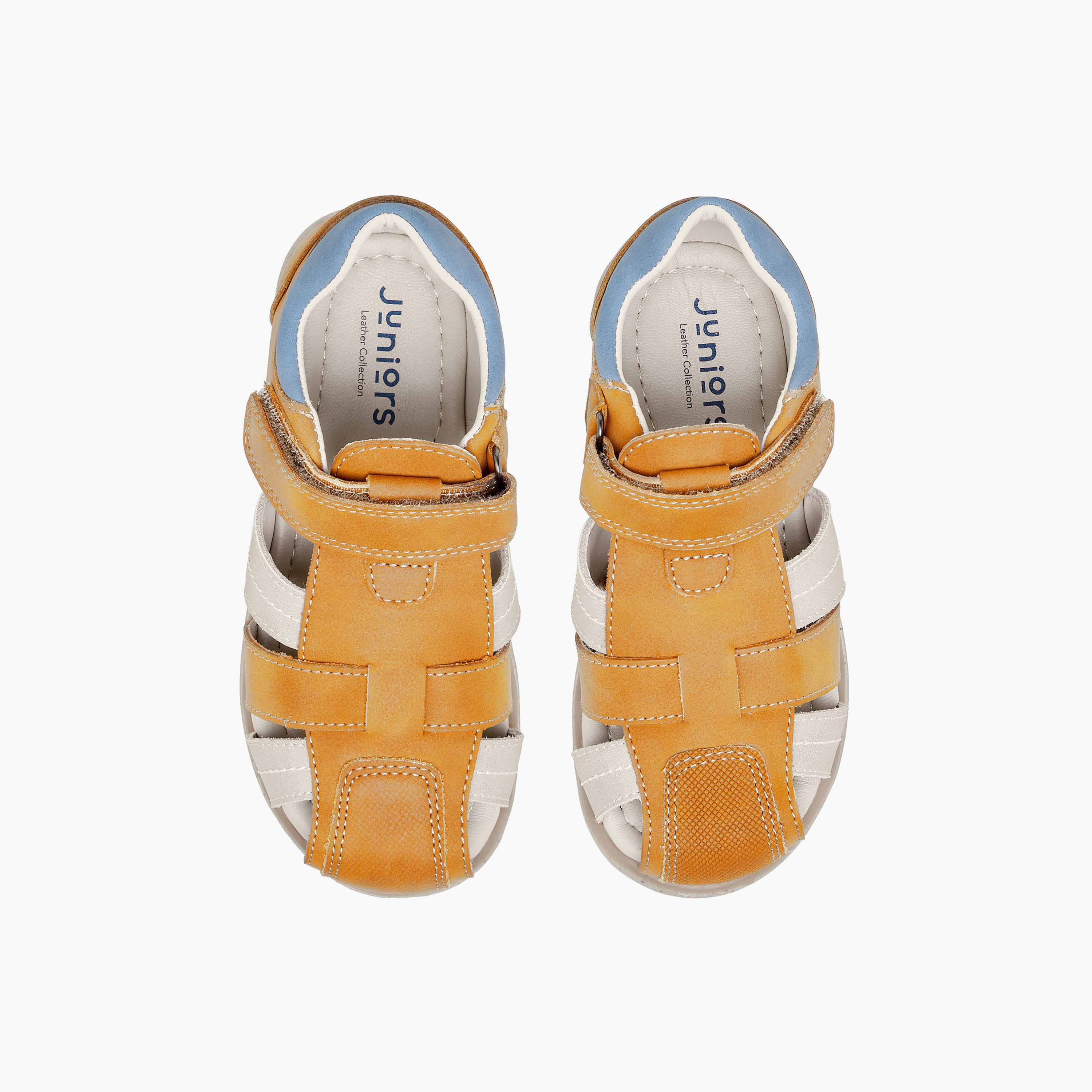 Juniors Solid Strap Sandals with Hook and Loop Closure-boys-shoes-sandals-image-1