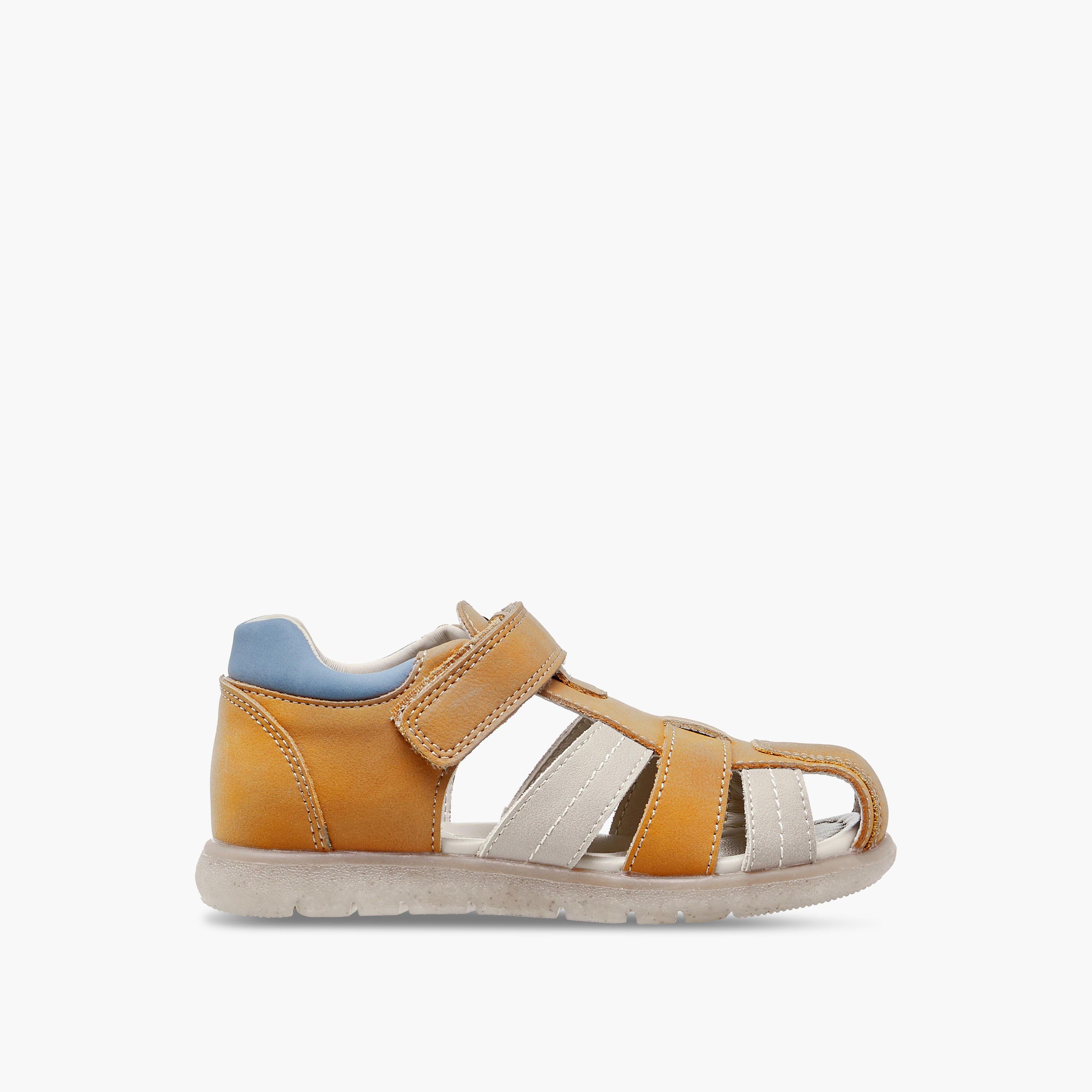 Juniors Solid Strap Sandals with Hook and Loop Closure-boys-shoes-sandals-image-2