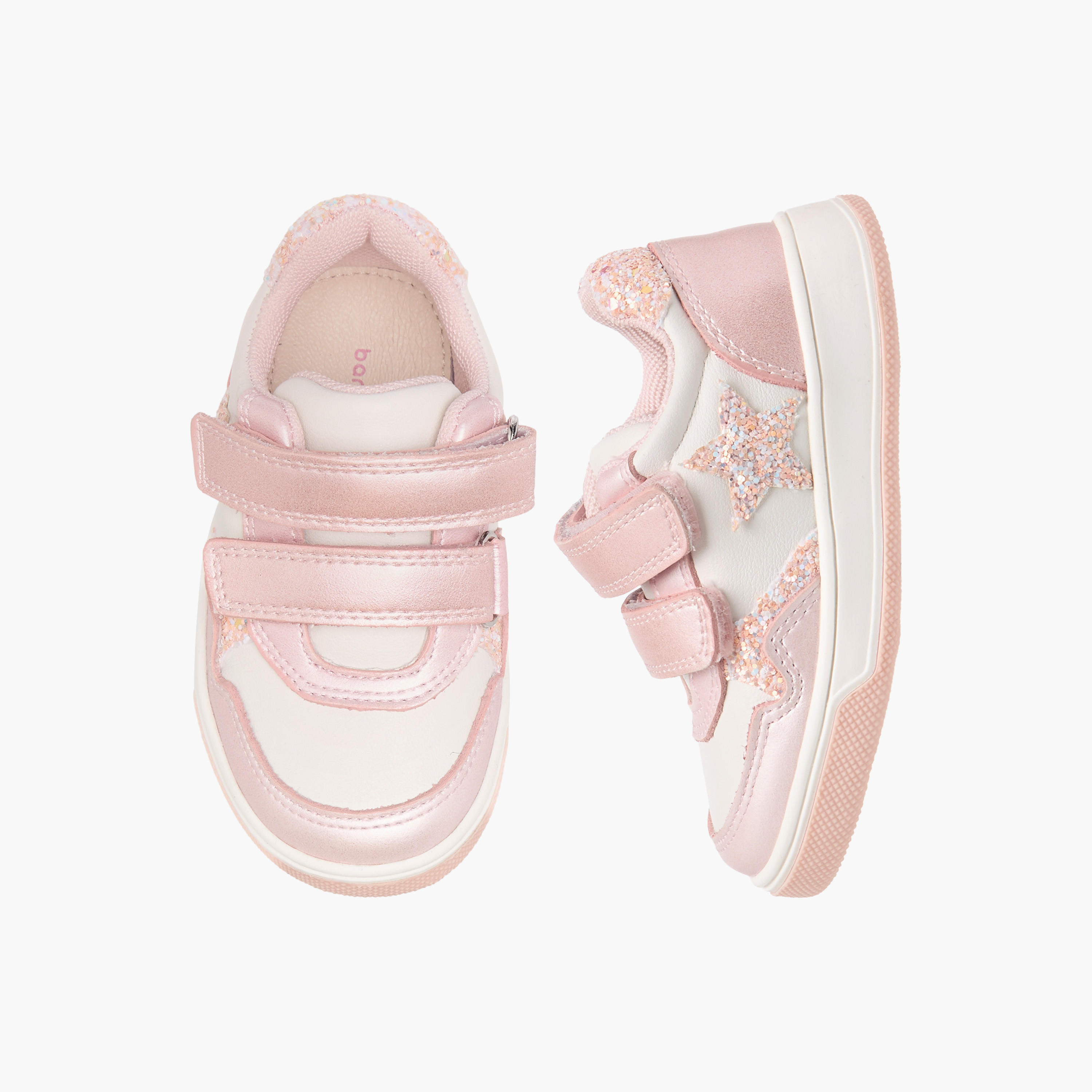 Barefeet Panelled Sneakers with Hook and Loop Closure-girls-shoes-sneakers-image-1