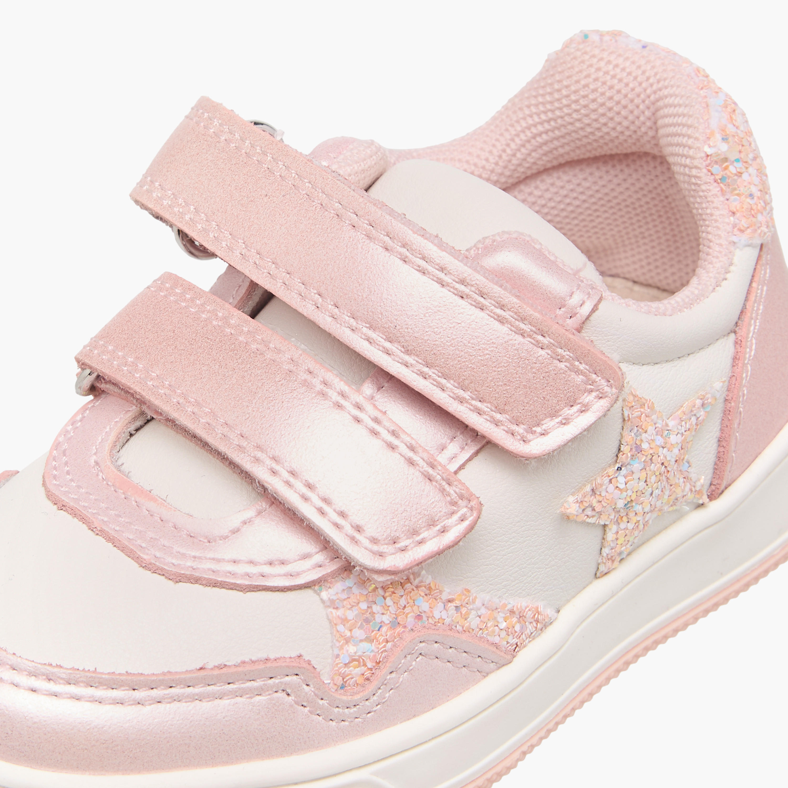 Barefeet Panelled Sneakers with Hook and Loop Closure-girls-shoes-sneakers-image-4