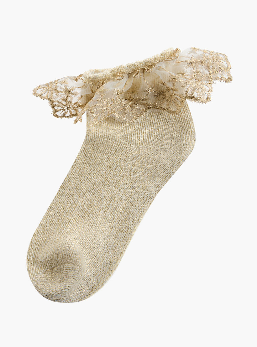 Pack of 2 Flora Bella Girls Socks Embroidered Frill Hem-girls-accessories-socks-image-2