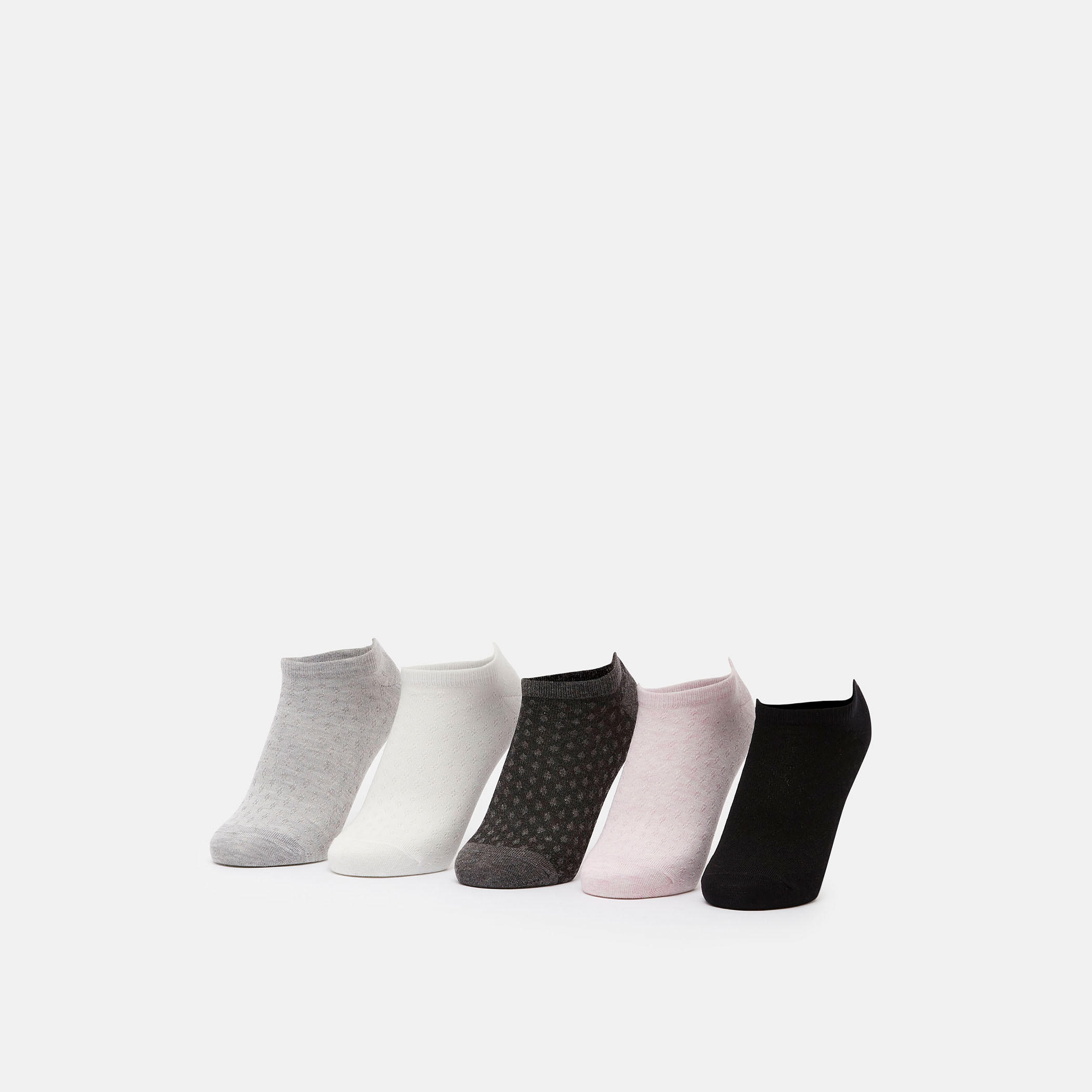 Shoemart Solid Ankle Length Socks - Set of 5-women-socksandstockings-image-1