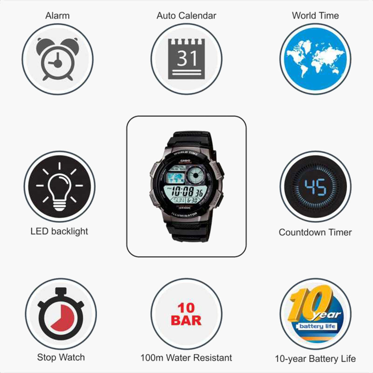 Casio Men's Black Digital Resin Strap Watch AE - 1000W-1BVDF | 44 MM-men-watchesandjewellery-watches-image-6