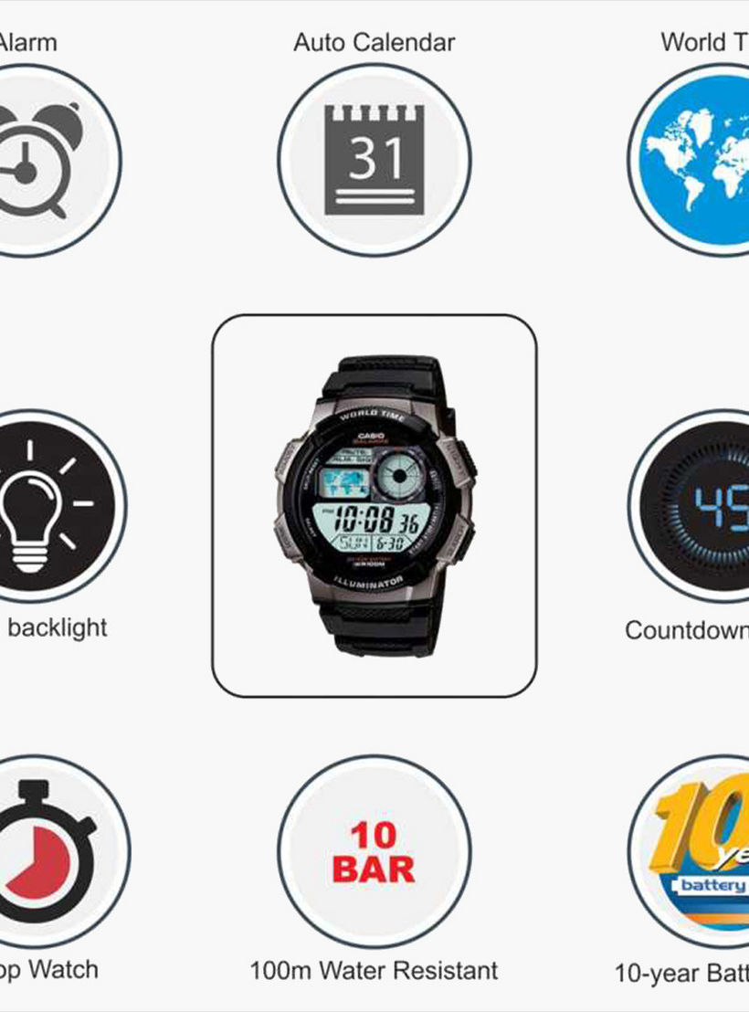 Casio Men's Black Digital Resin Strap Watch AE - 1000W-1BVDF | 44 MM-men-watchesandjewellery-watches-image-6