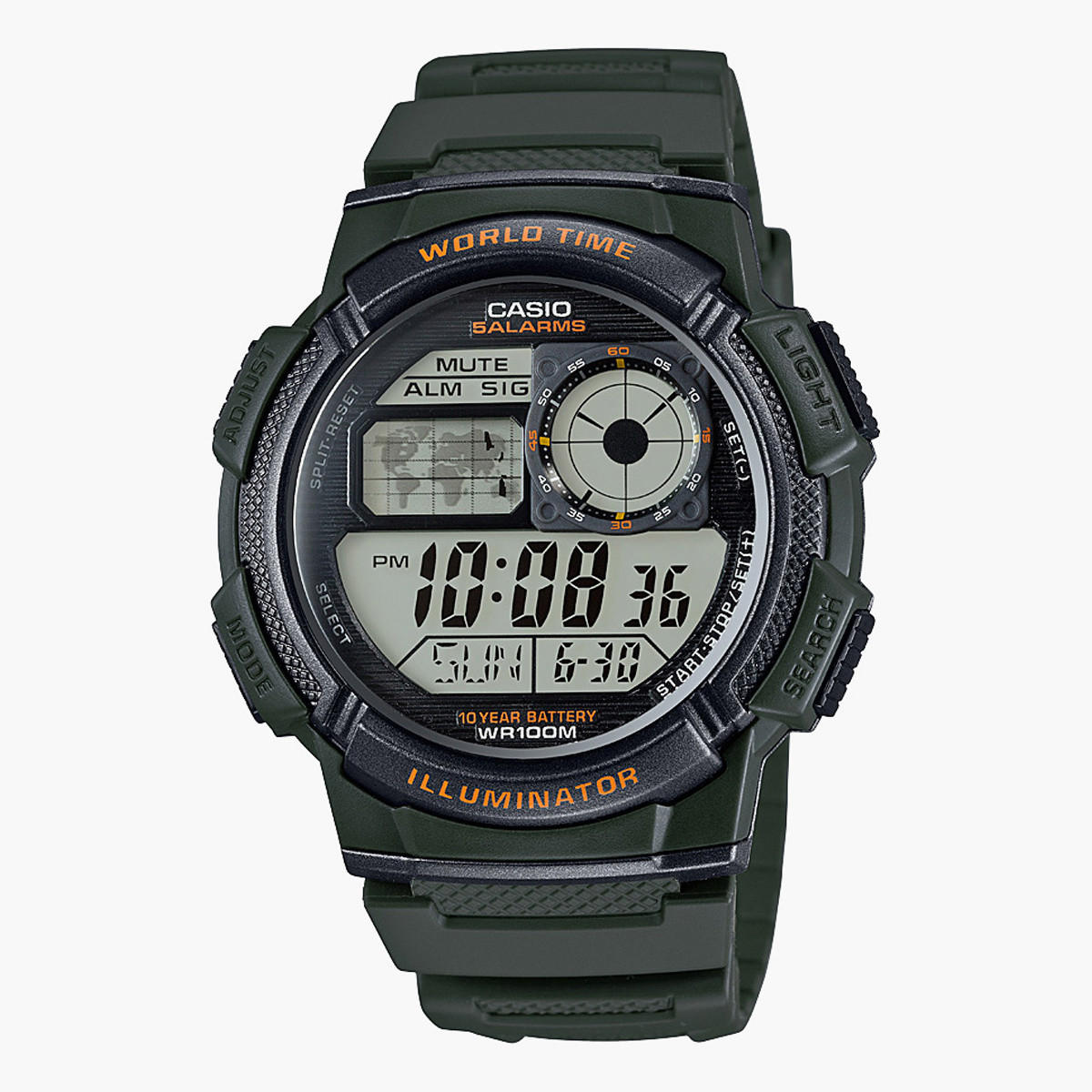 ساعة يد رقمية بسوار راتنج أخضر للرجال من كاسيو- AE-1000W-3AVDF-men-watchesandjewellery-watches-image-1
