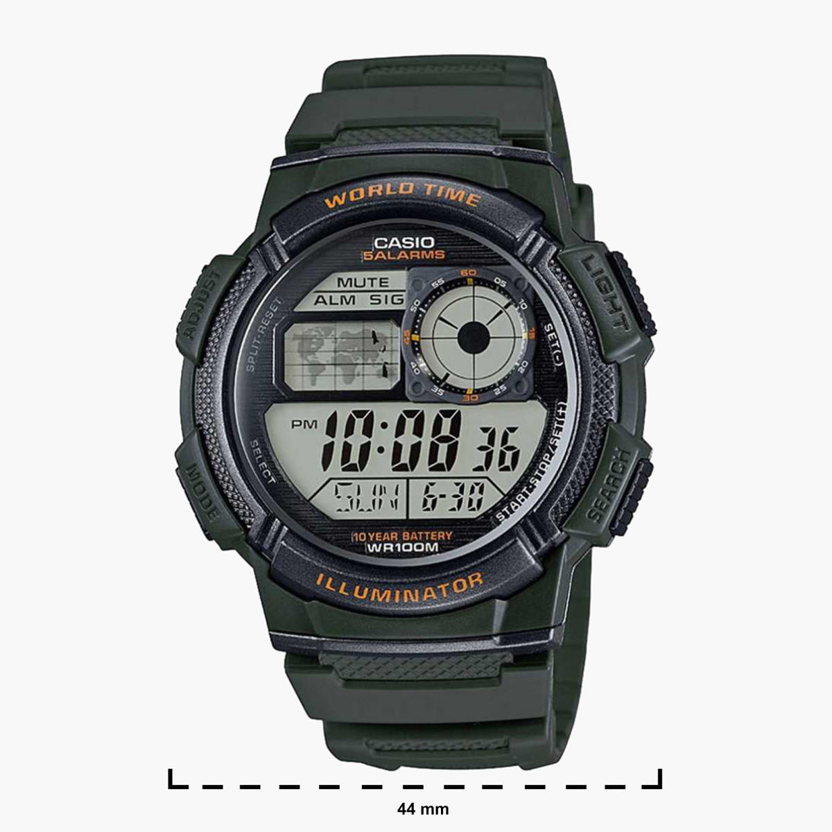 ساعة يد رقمية بسوار راتنج أخضر للرجال من كاسيو- AE-1000W-3AVDF-men-watchesandjewellery-watches-image-2