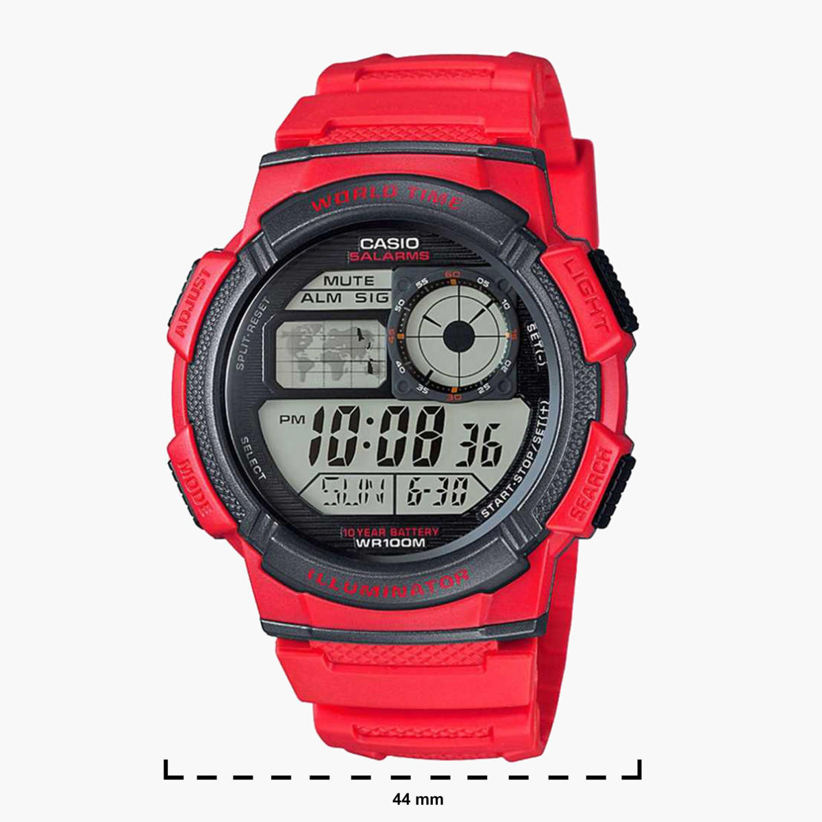 Casio Men's Red Digital Resin Strap Watch AE-1000W-4AVDF-men-watchesandjewellery-watches-image-2