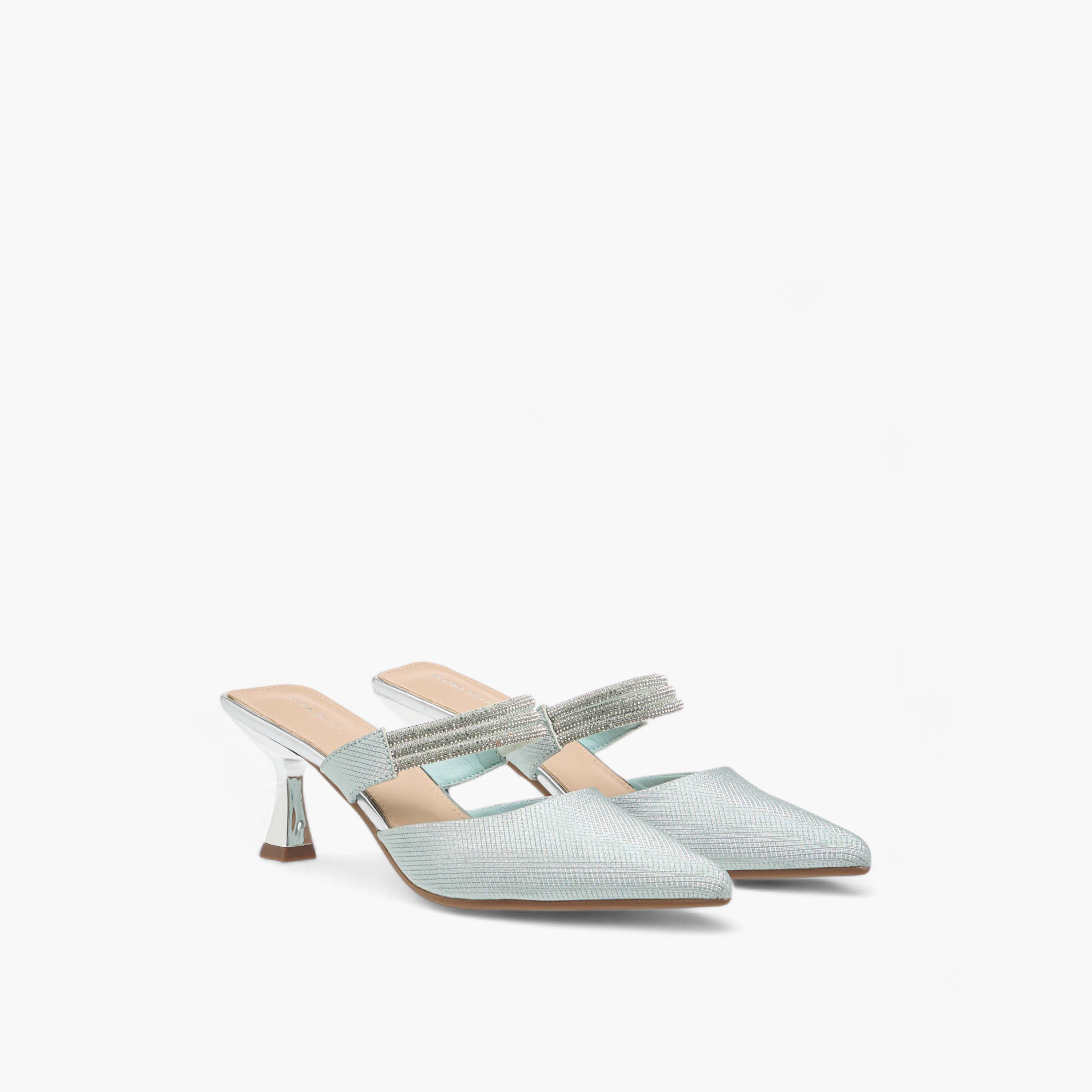 Flora Bella Embellished Pointed Toe Mules with Flared Heels-women-shoes-heels-image-1