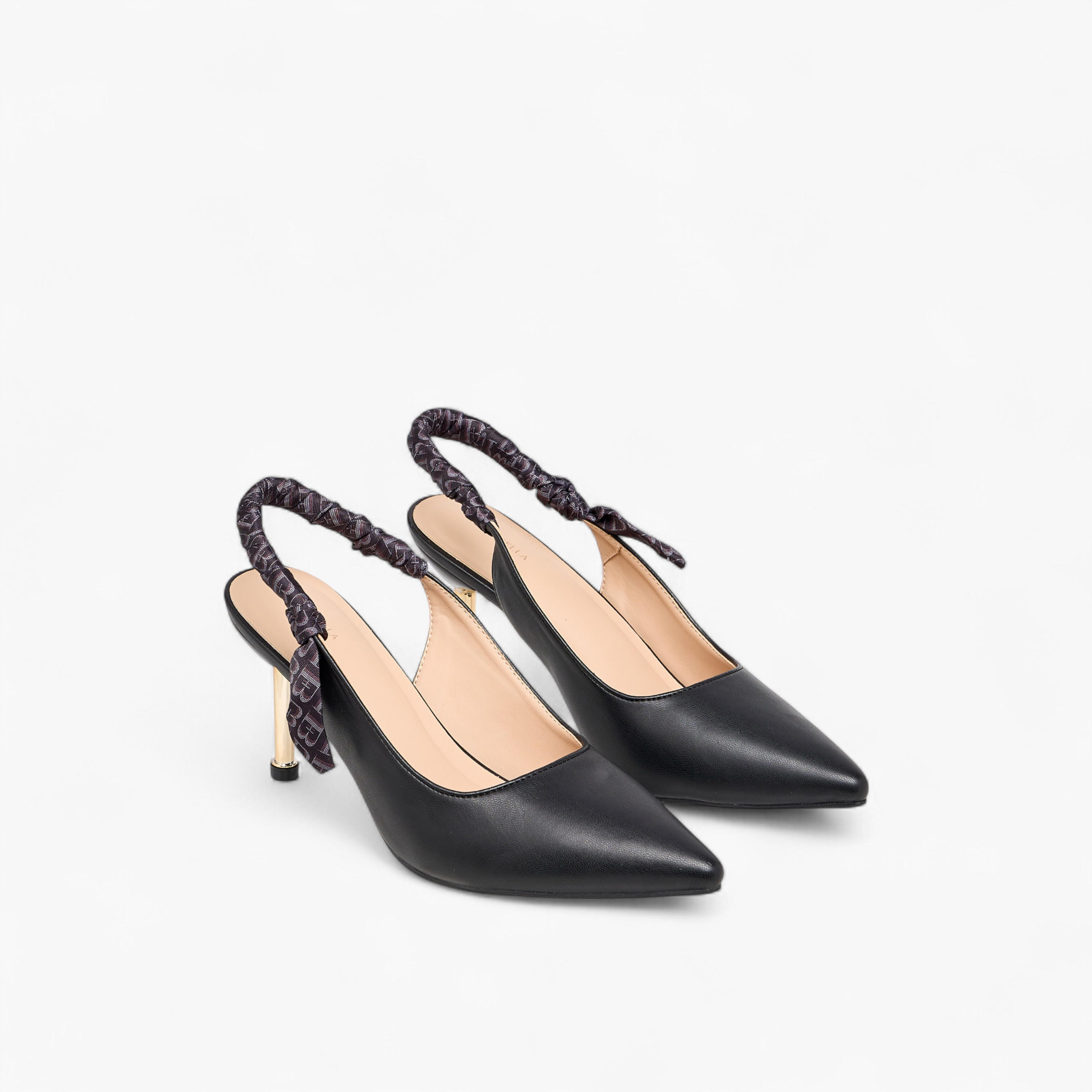 Flora Bella Ruched Detail Slingback Shoes with Stiletto Heels-women-shoes-heels-image-1