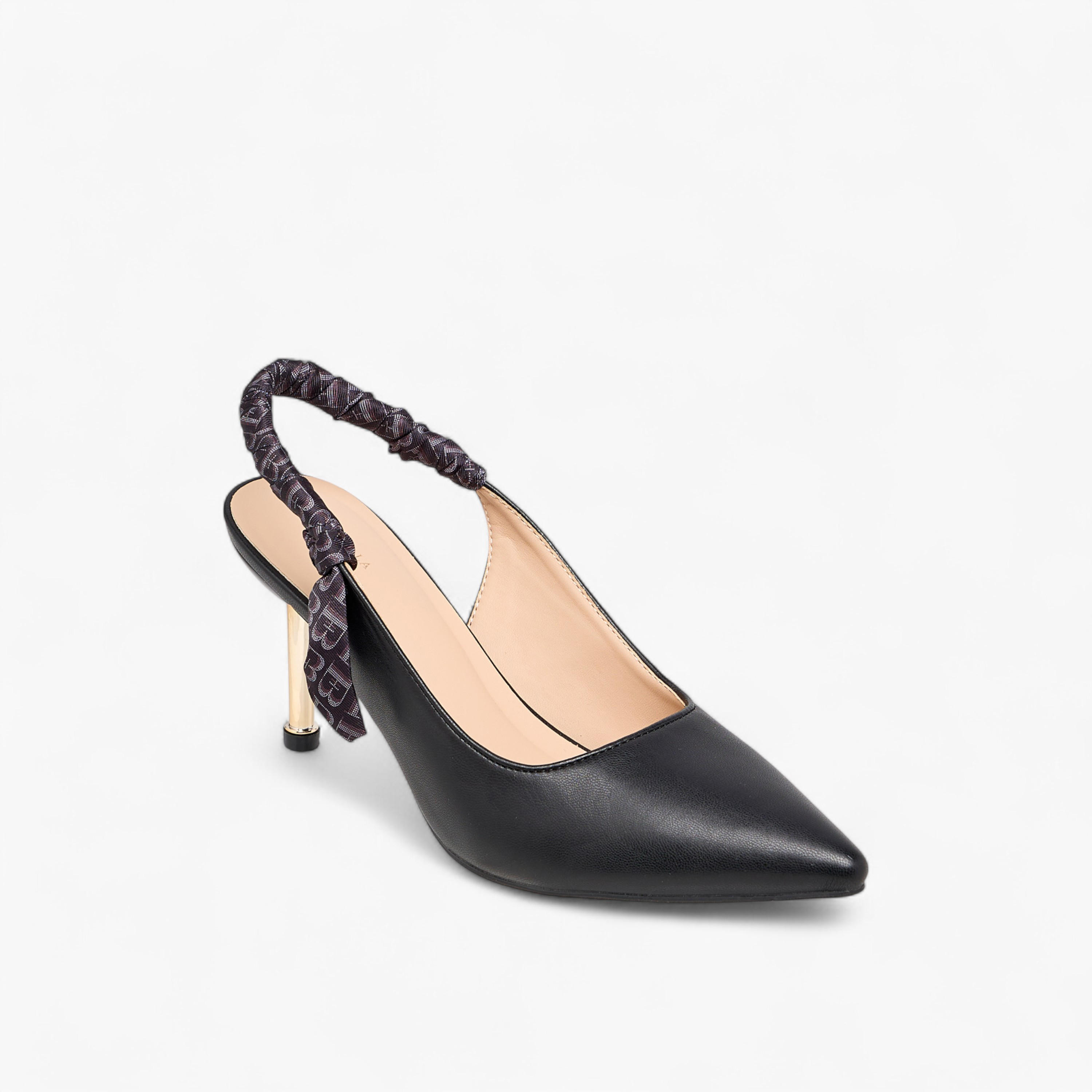 Flora Bella Ruched Detail Slingback Shoes with Stiletto Heels-women-shoes-heels-image-2