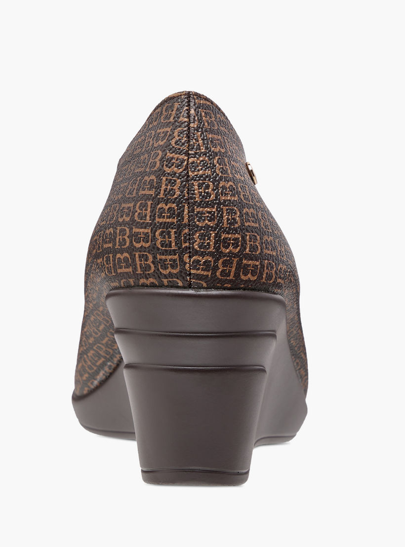 Flora Bella Monogram Printed Slip-On Pumps with Wedge Heels-women-shoes-heels-image-5