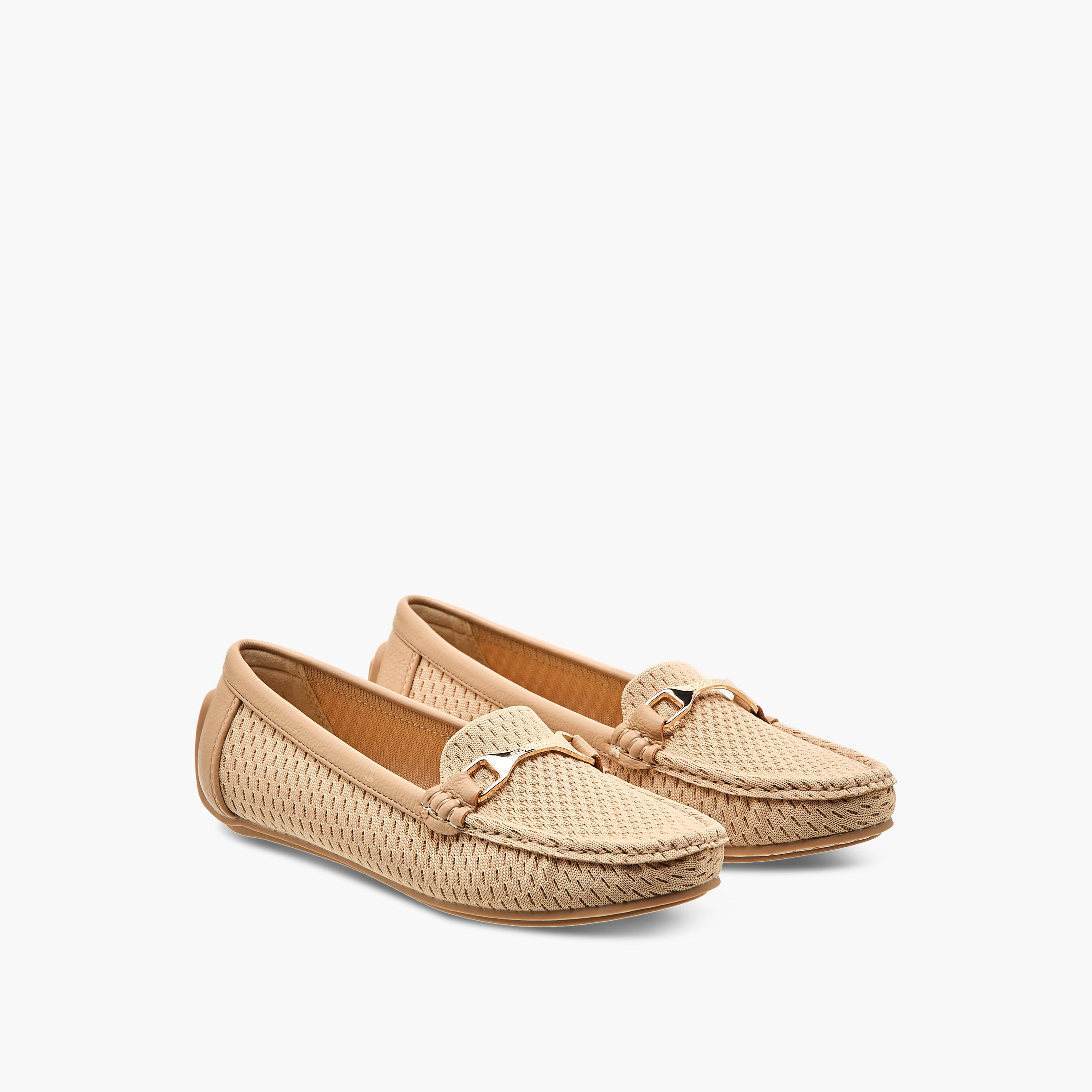 Flora Bella Textured Slip-On Loafers with Metal Accent-women-shoes-flats-loafers-image-1