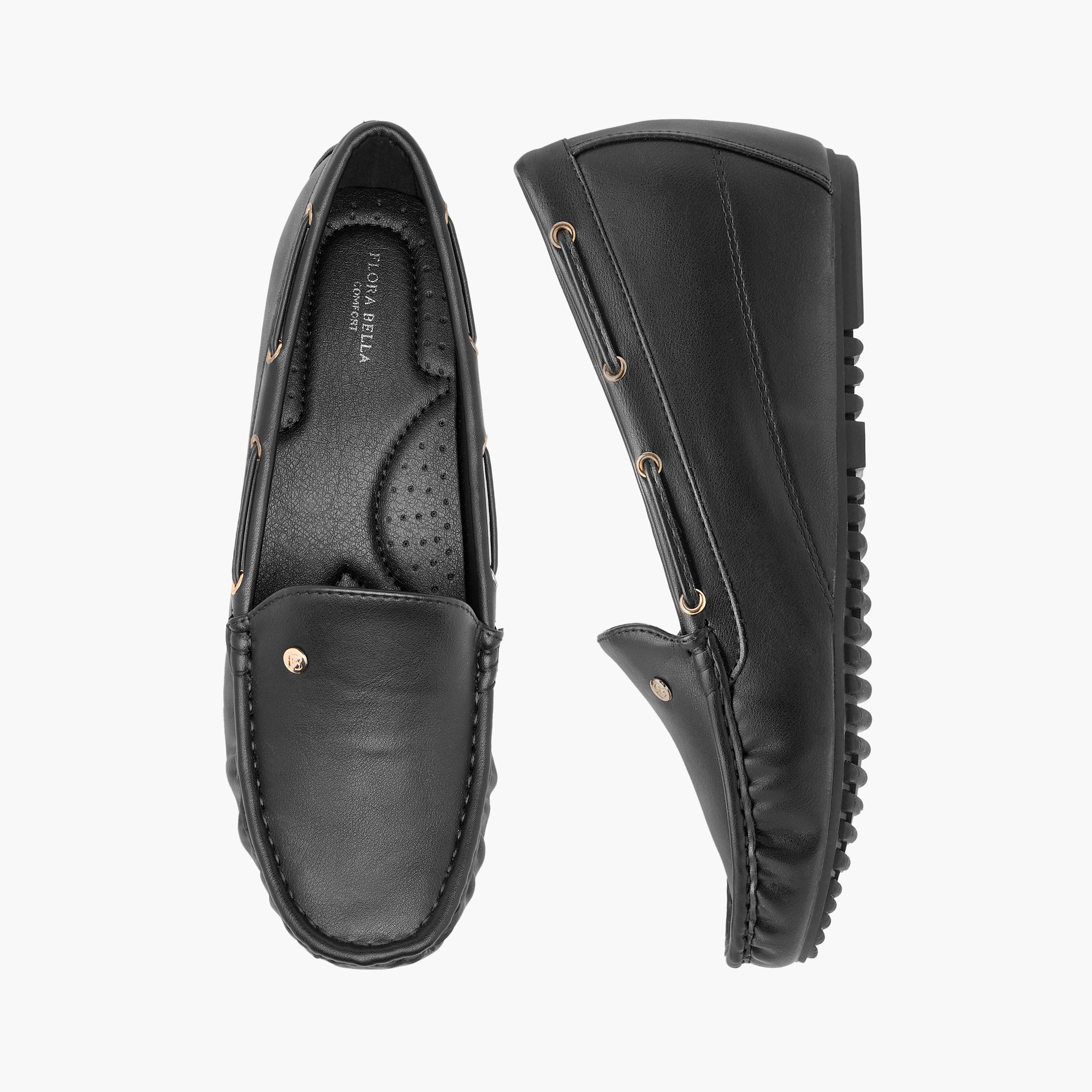 Flora Bella Solid Slip-On Wedge Heel Loafers-women-shoes-flats-loafers-image-1