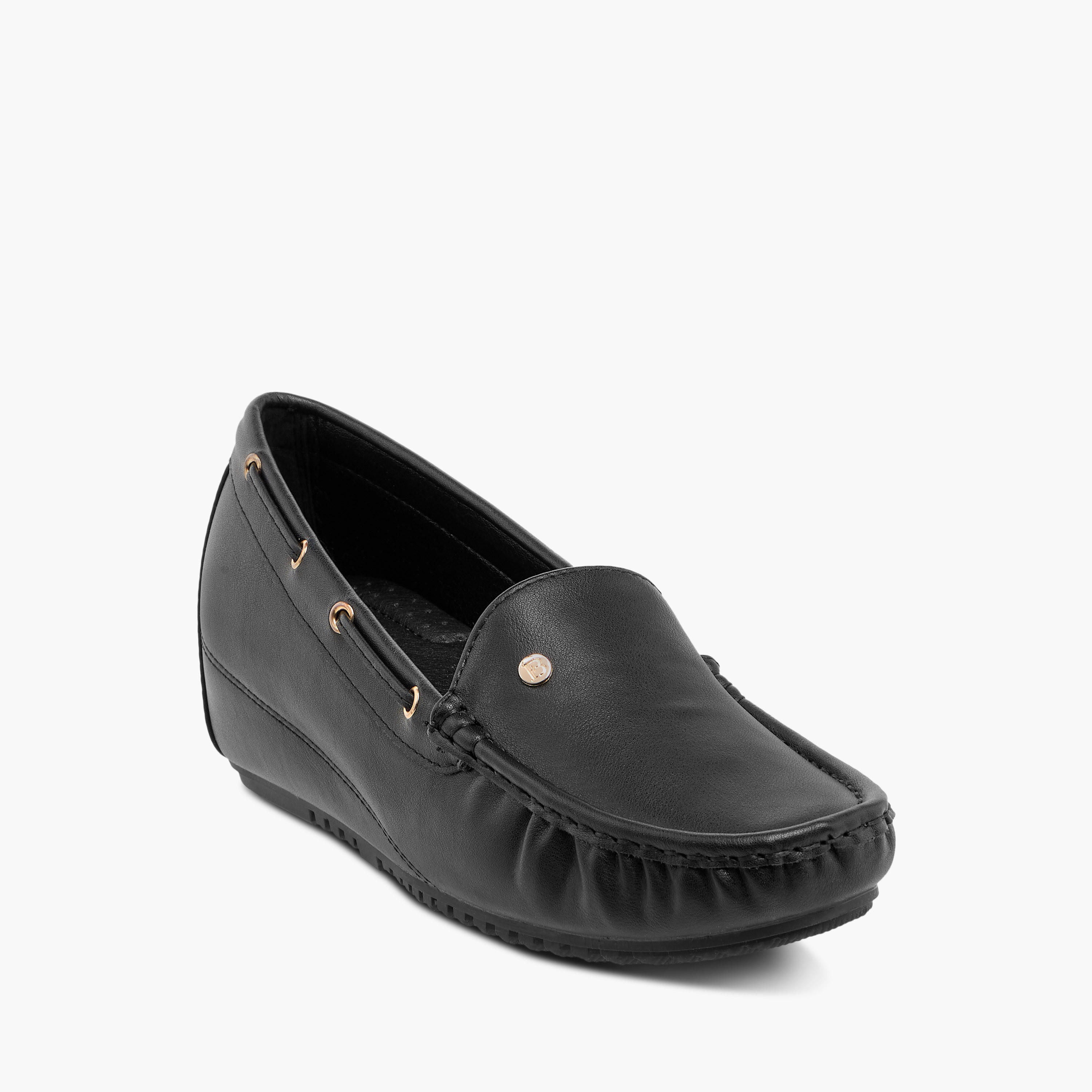 حذاء سهل الارتداء سادة بكعب سميك من فلورا بيلا-women-shoes-flats-loafers-image-2