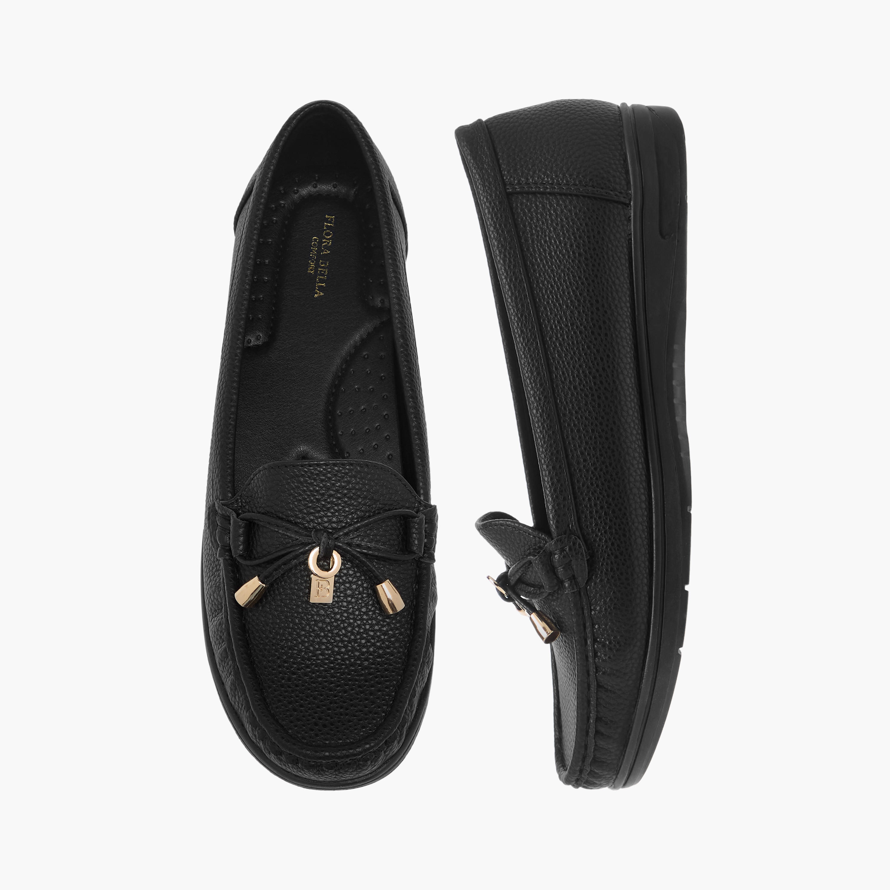 حذاء بارز الملمس وسهل الارتداء بزينة فيونكة من فلورا بيلا-women-shoes-flats-loafers-image-1