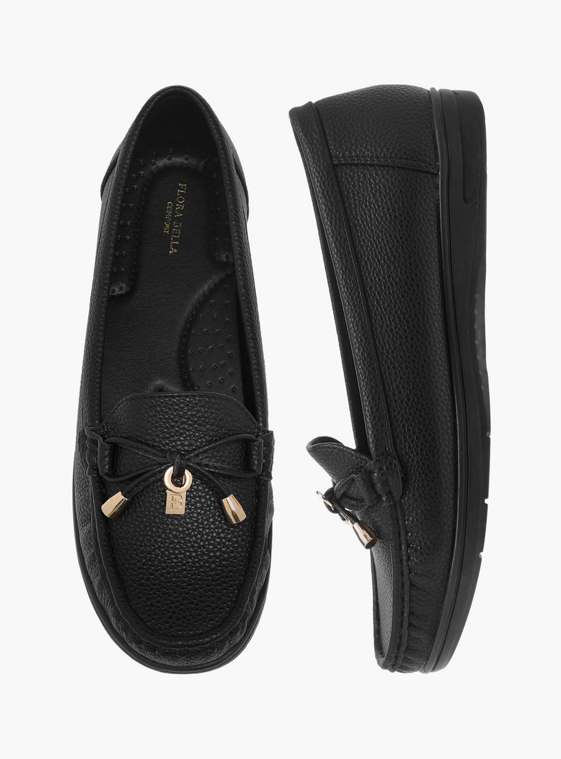 حذاء بارز الملمس وسهل الارتداء بزينة فيونكة من فلورا بيلا-women-shoes-flats-loafers-image-1
