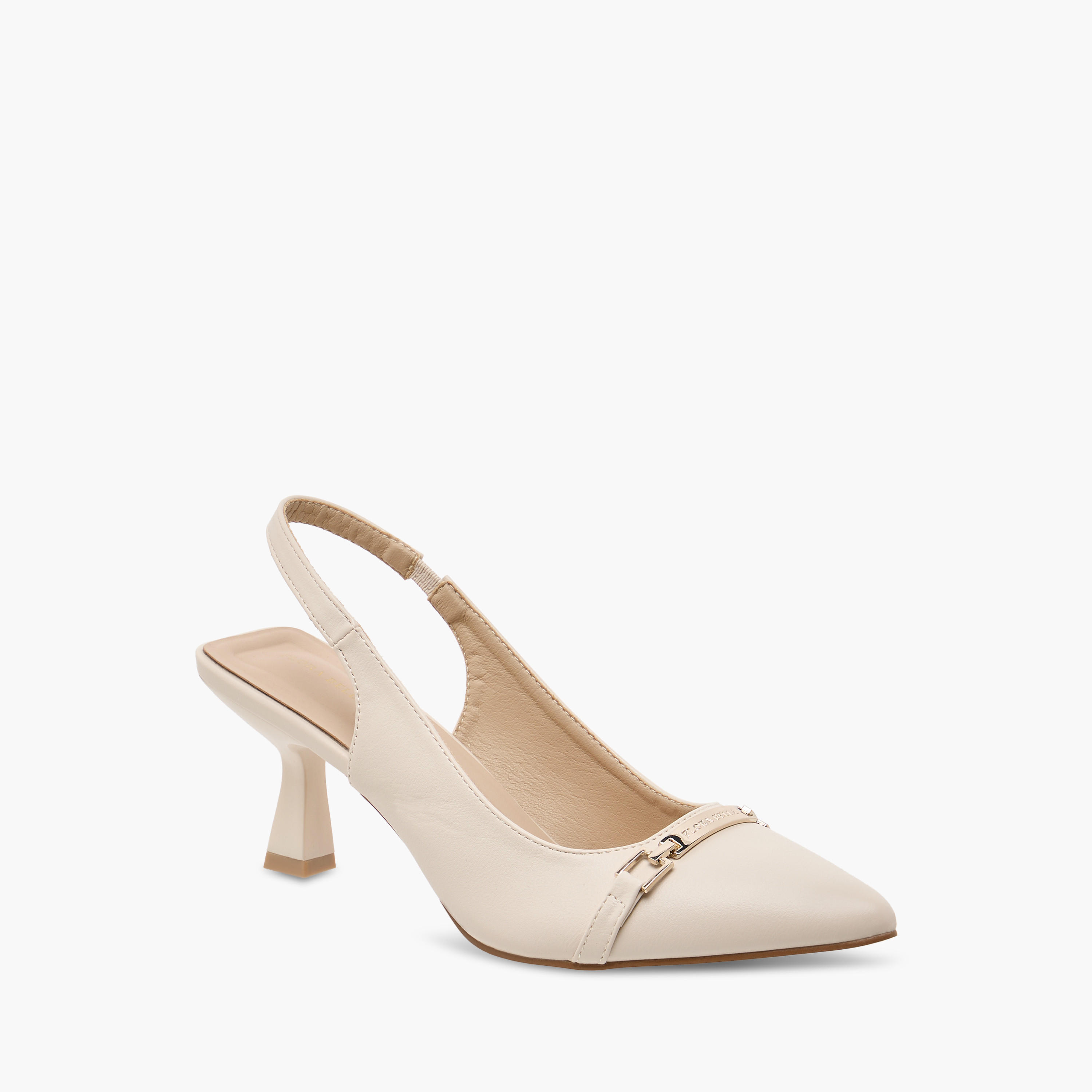 Flora Bella Metallic Accent Detail Slingback Shoes with Flared Heels-women-shoes-heels-image-2