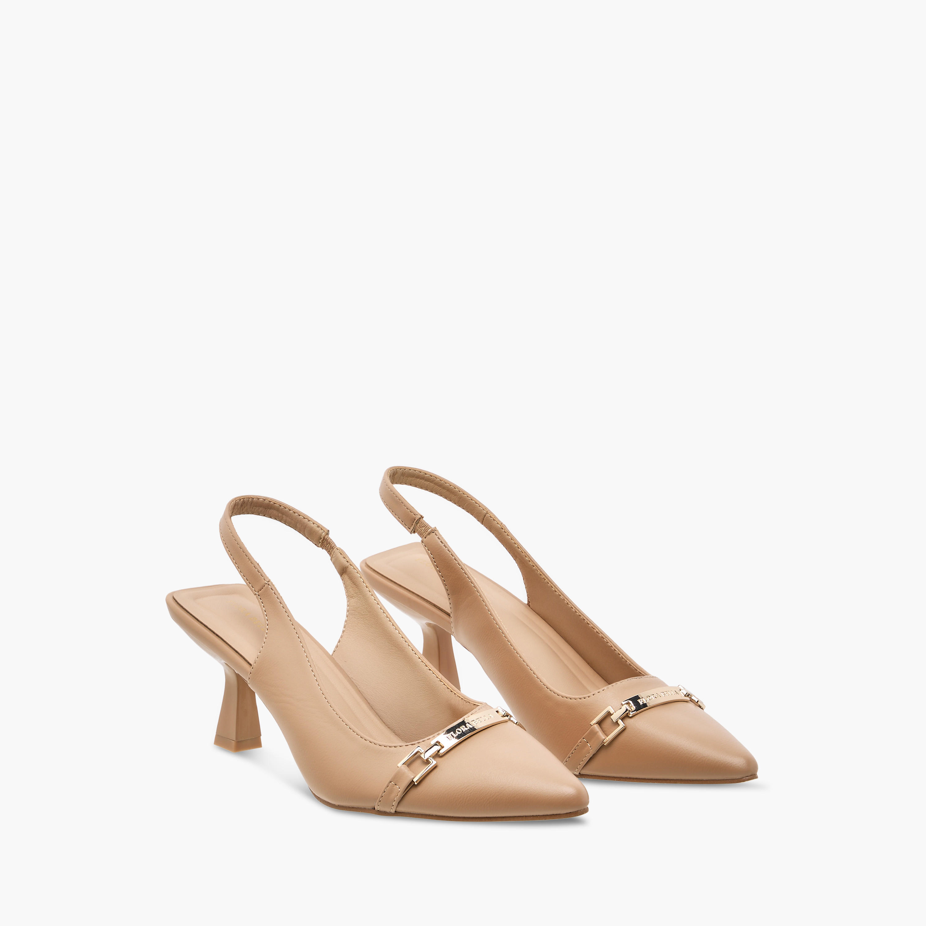 حذاء بحزام خلفي وكعب واسع وزينة ميتاليك من فلورا بيلا-women-shoes-heels-image-1