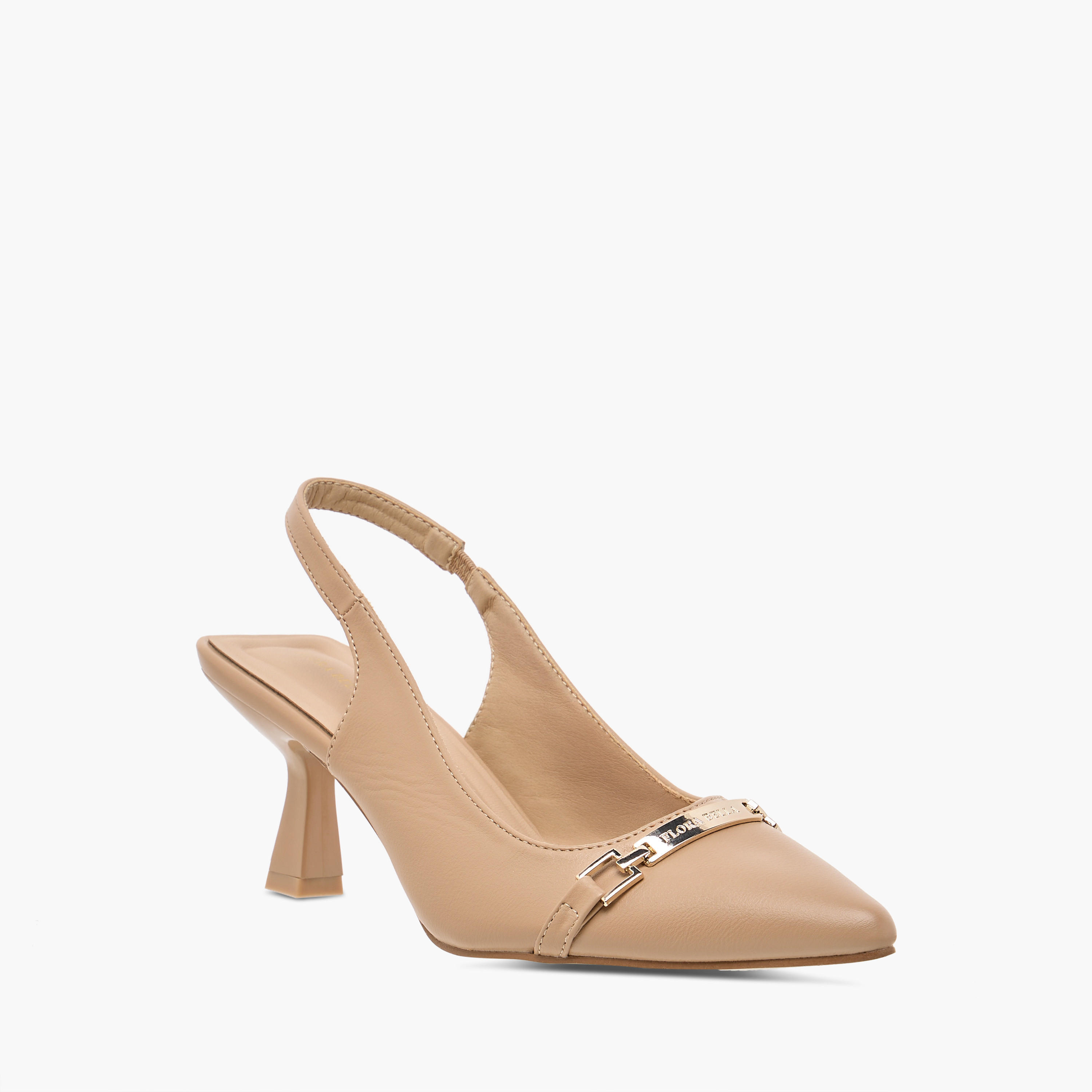 حذاء بحزام خلفي وكعب واسع وزينة ميتاليك من فلورا بيلا-women-shoes-heels-image-2