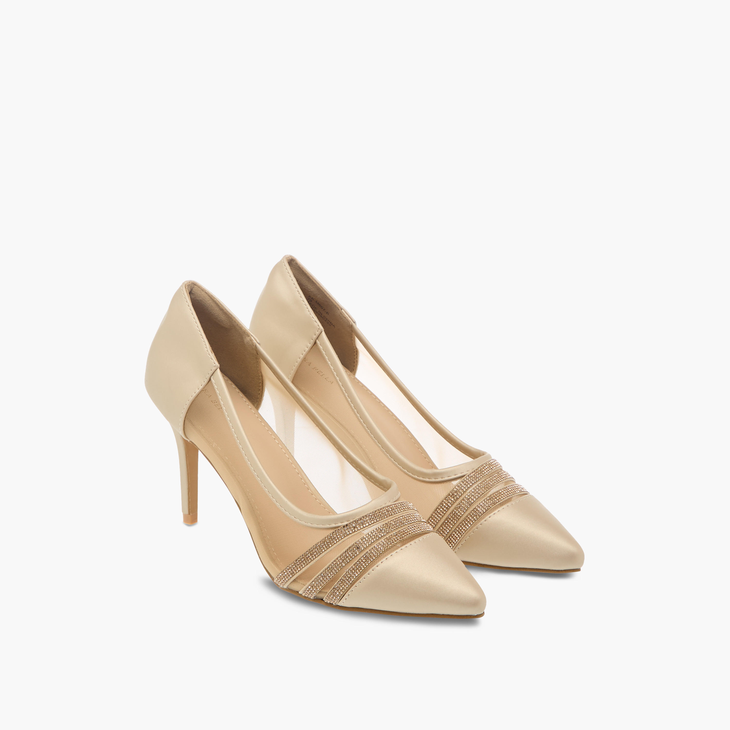 Flora Bella Women's Metallic Stilettos with Rhinestones and Slip-On Closure-women-shoes-heels-image-1