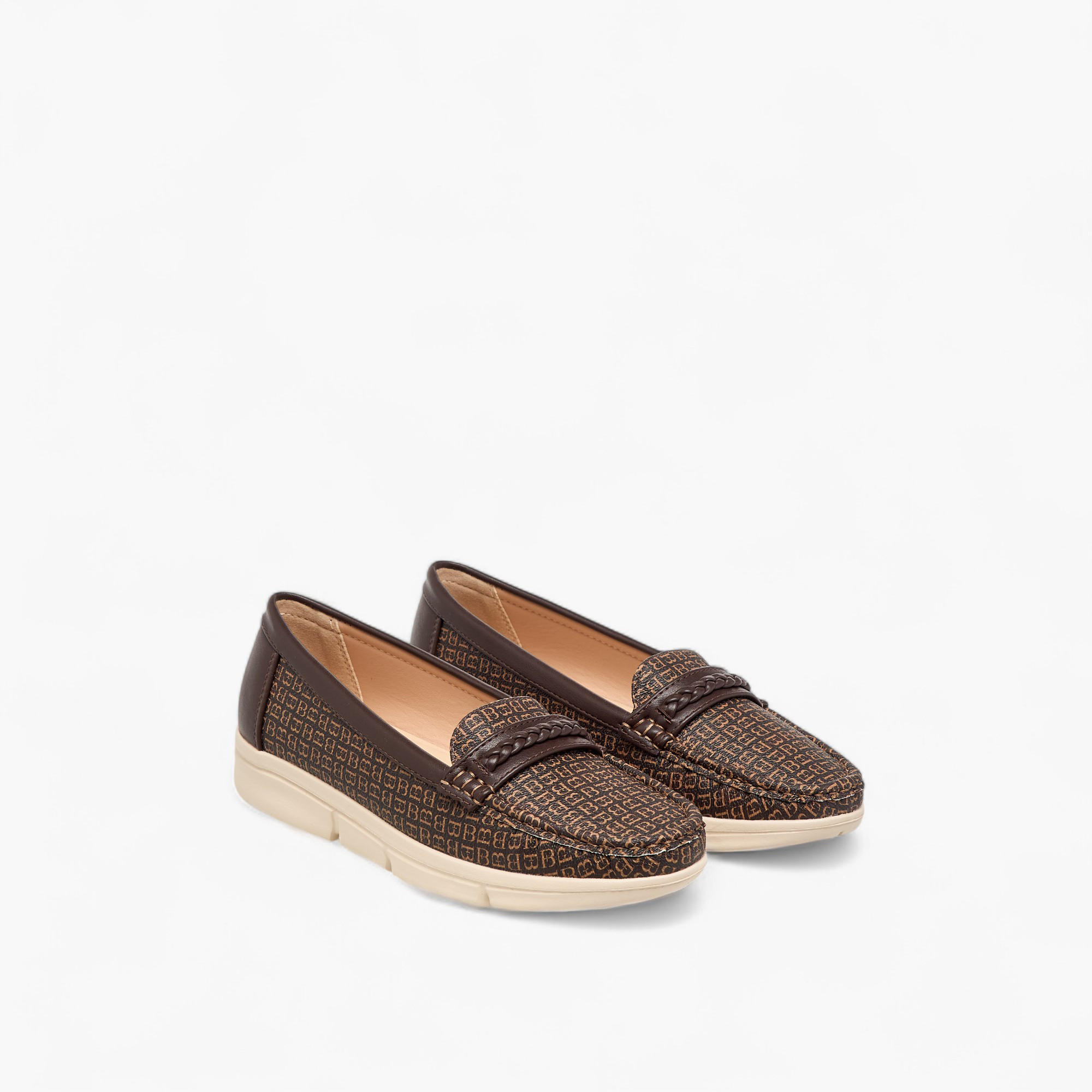 Flora Bella Monogram Print Slip-On Loafers with Braid Detail-women-shoes-loafersandmoccasins-image-1