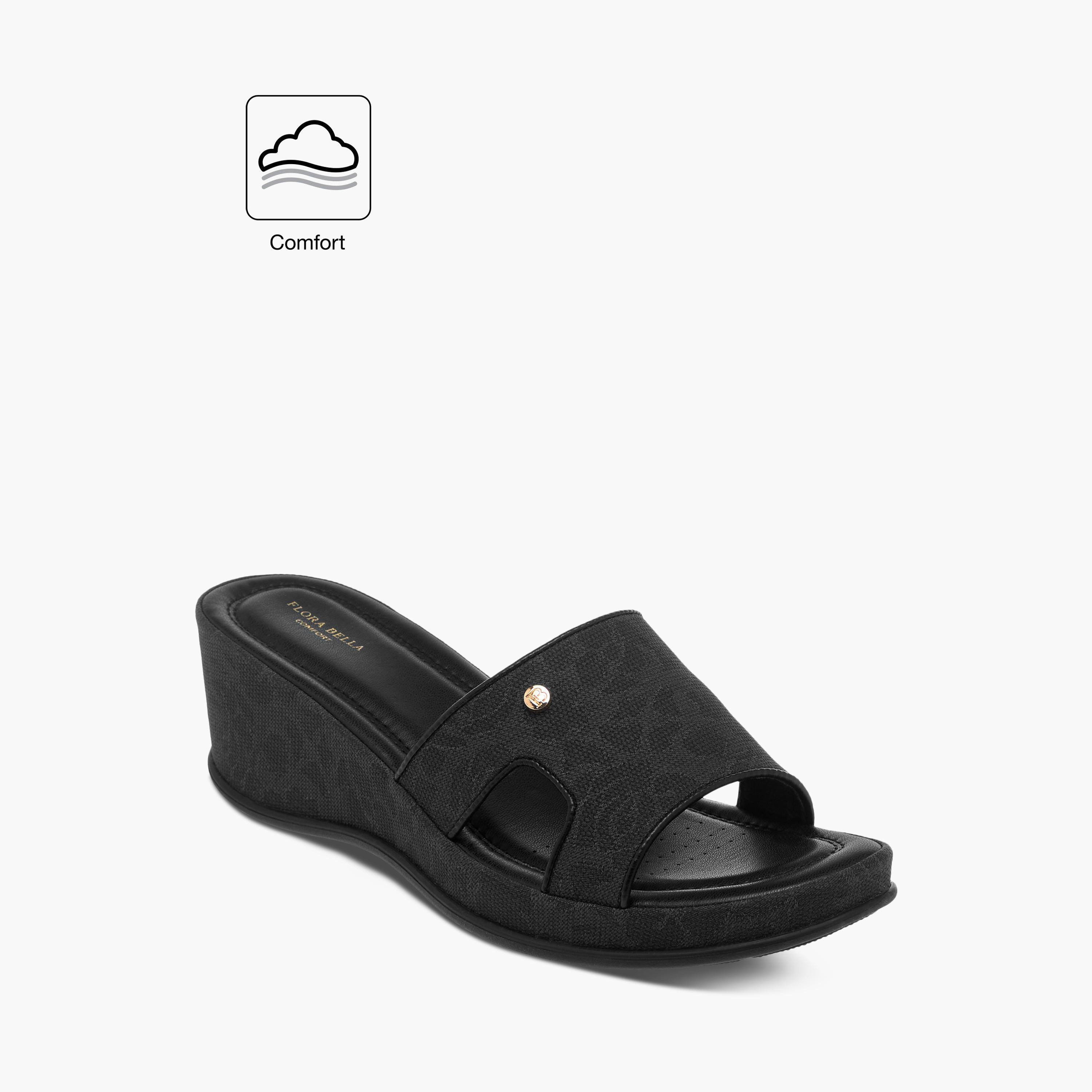 صندل مريح سهل الارتداء بارز الملمس بكعب ويدج وتفاصيل أزهار من فلورا بيلا-women-shoes-sandals-heeled-image-2