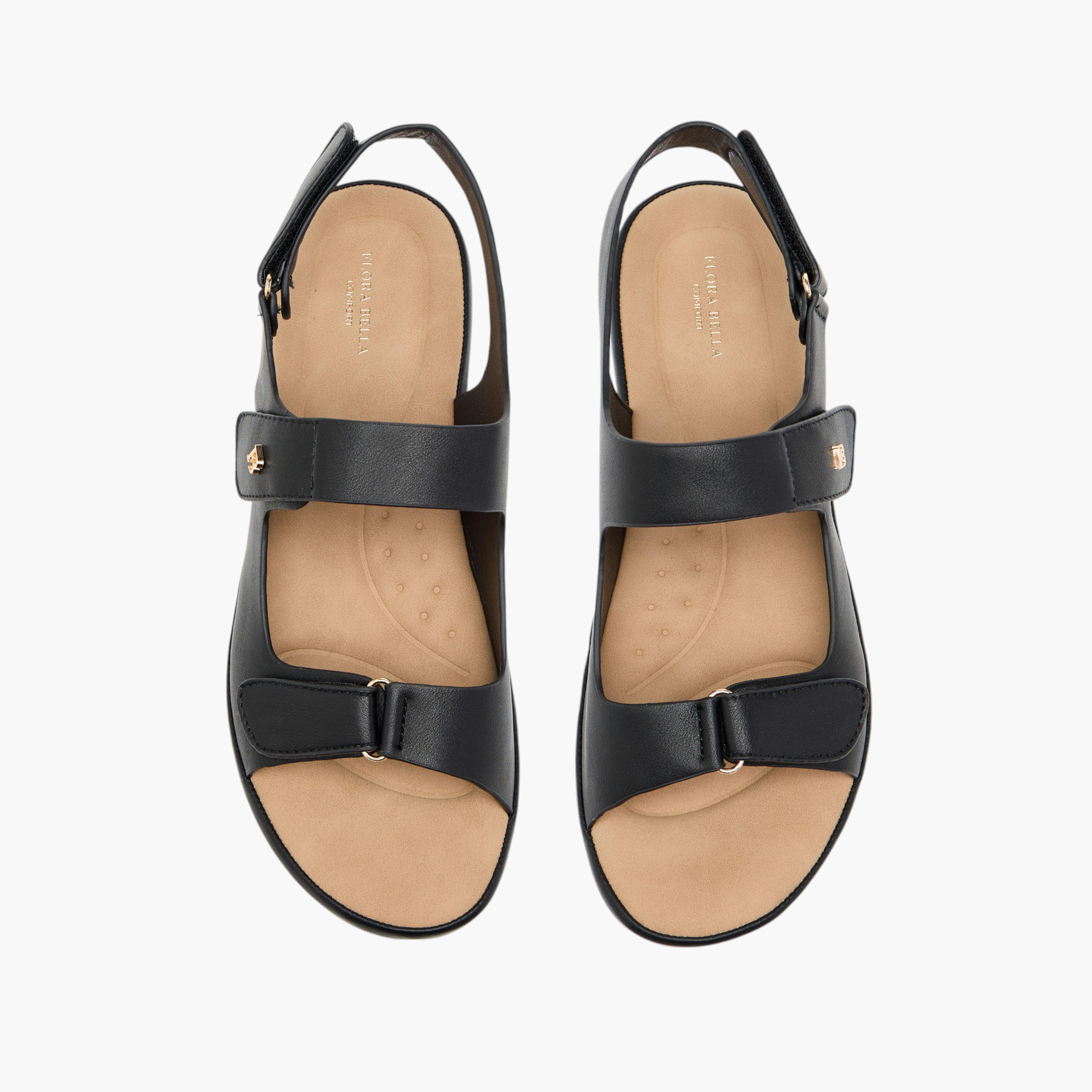 Flora Bella Solid Comfort Sandals with Hook and Loop Closure-women-shoes-flats-sandals-image-1