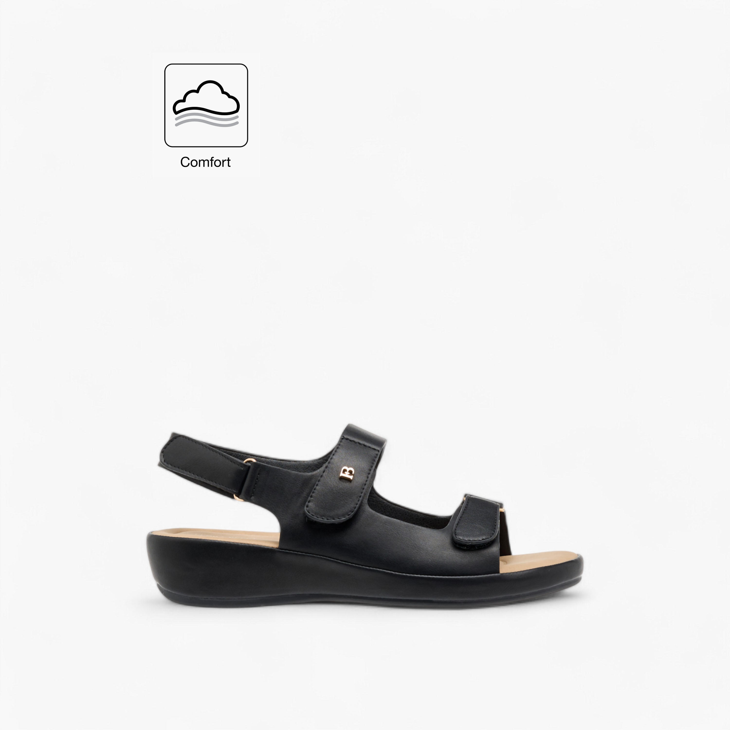 Flora Bella Solid Comfort Sandals with Hook and Loop Closure-women-shoes-flats-sandals-image-2